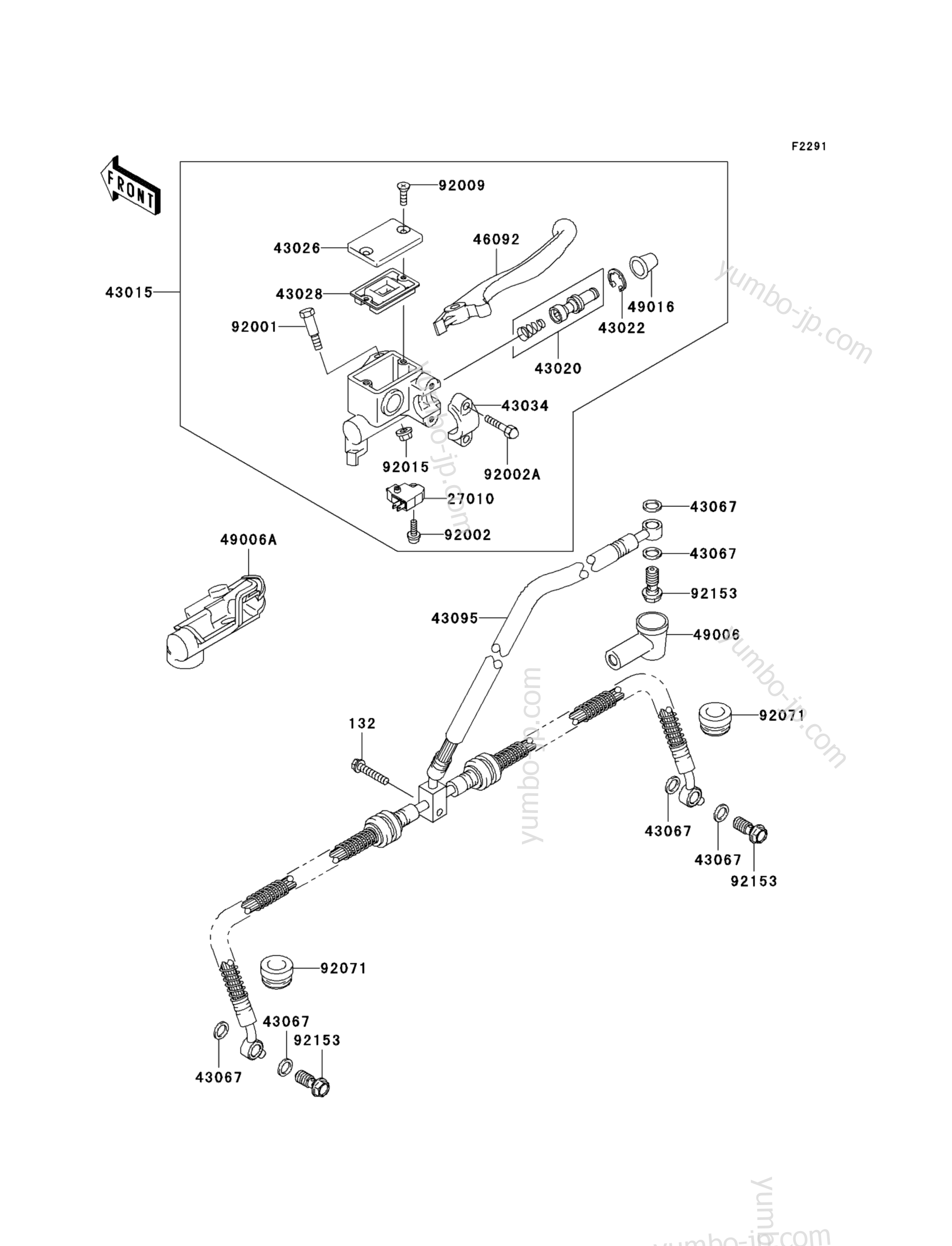 FRONT MASTER CYLINDER для квадроциклов KAWASAKI BRUTE FORCE 650 4X4 (KVF650-D1) 2005 г.