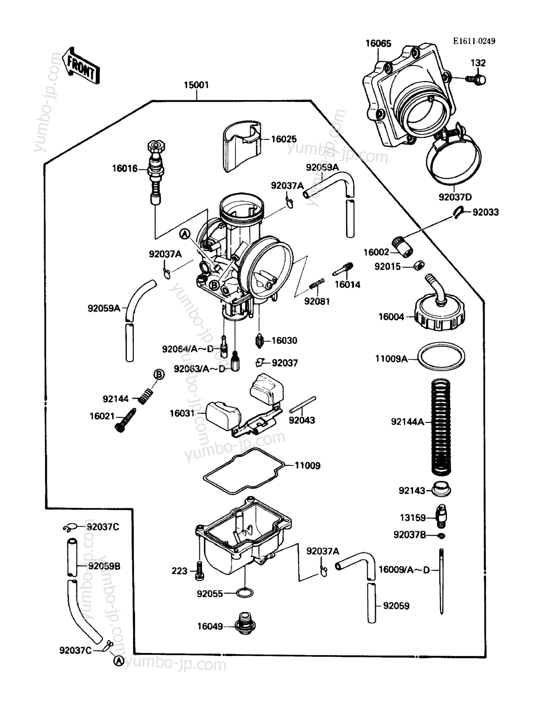 Carburetor(KXF250-A2)(å004204) для квадроциклов KAWASAKI KXF250 TECATE-4 (KXF250-A2) 1988 г.