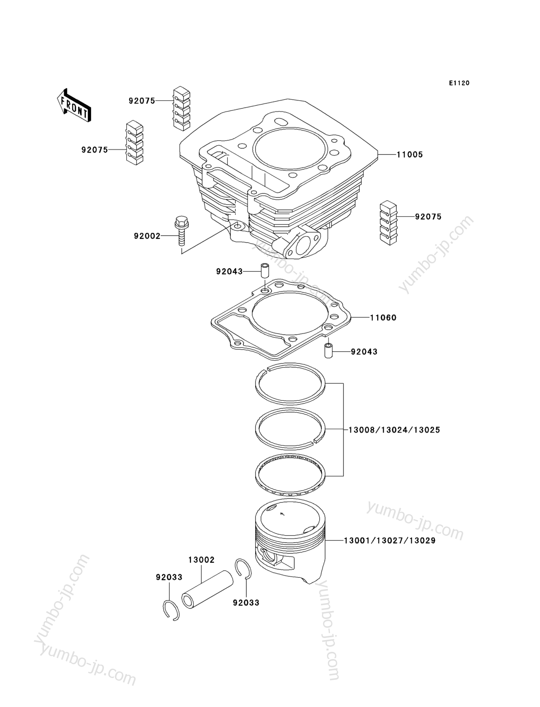 Cylinder/Piston(s) for ATVs KAWASAKI PRAIRIE 300 4X4 (KVF300-A3) 2001 year