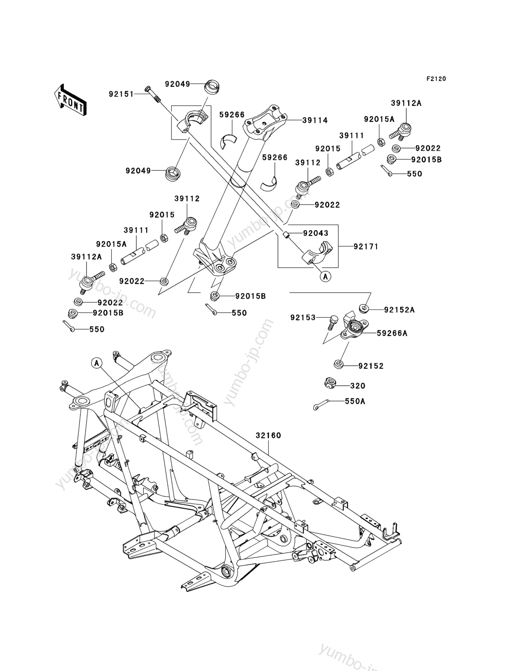 FRAME для квадроциклов KAWASAKI PRAIRIE 650 (KVF650-A1) 2002 г.