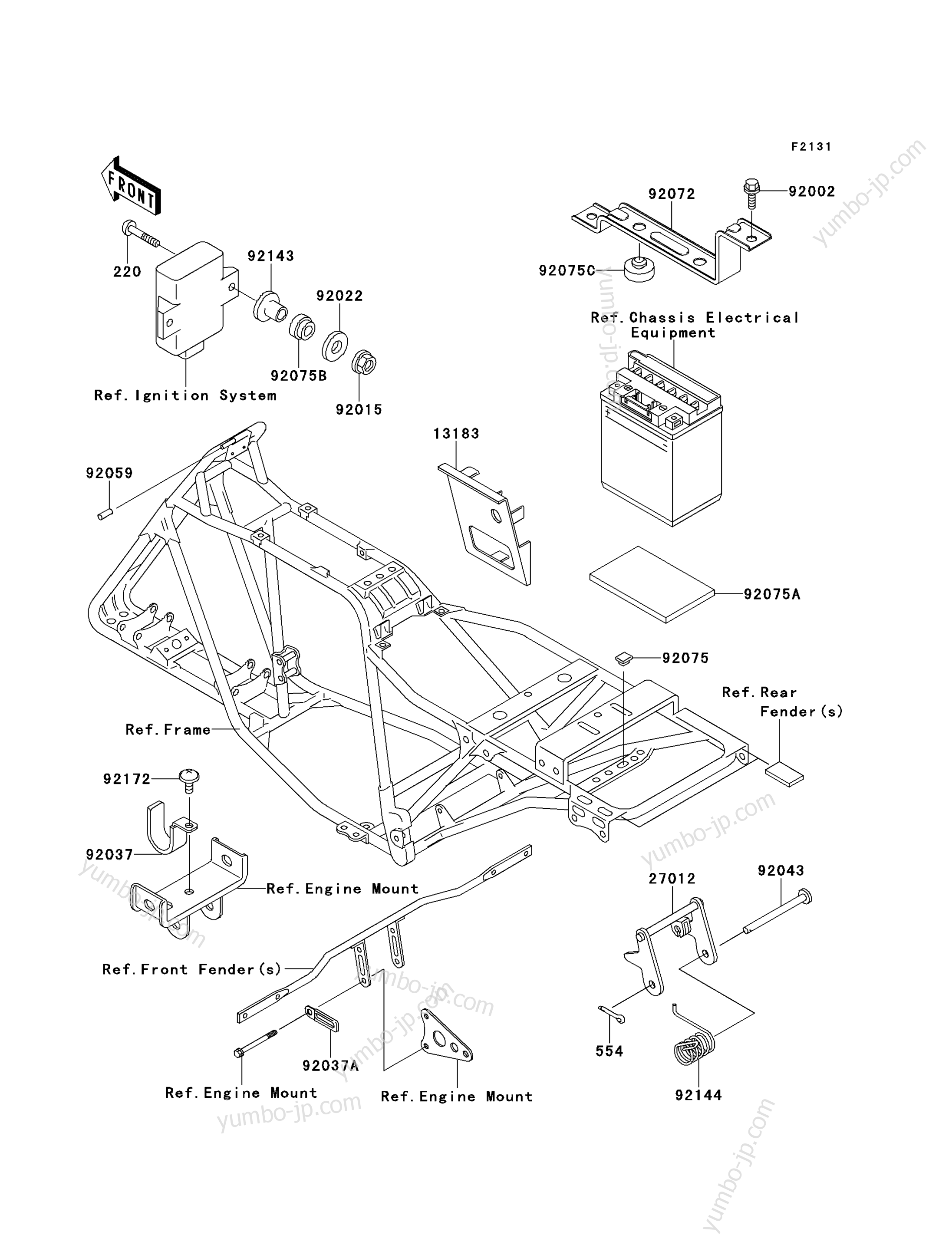 Frame Fittings для квадроциклов KAWASAKI BAYOU 250 (KLF250A9F) 2009 г.