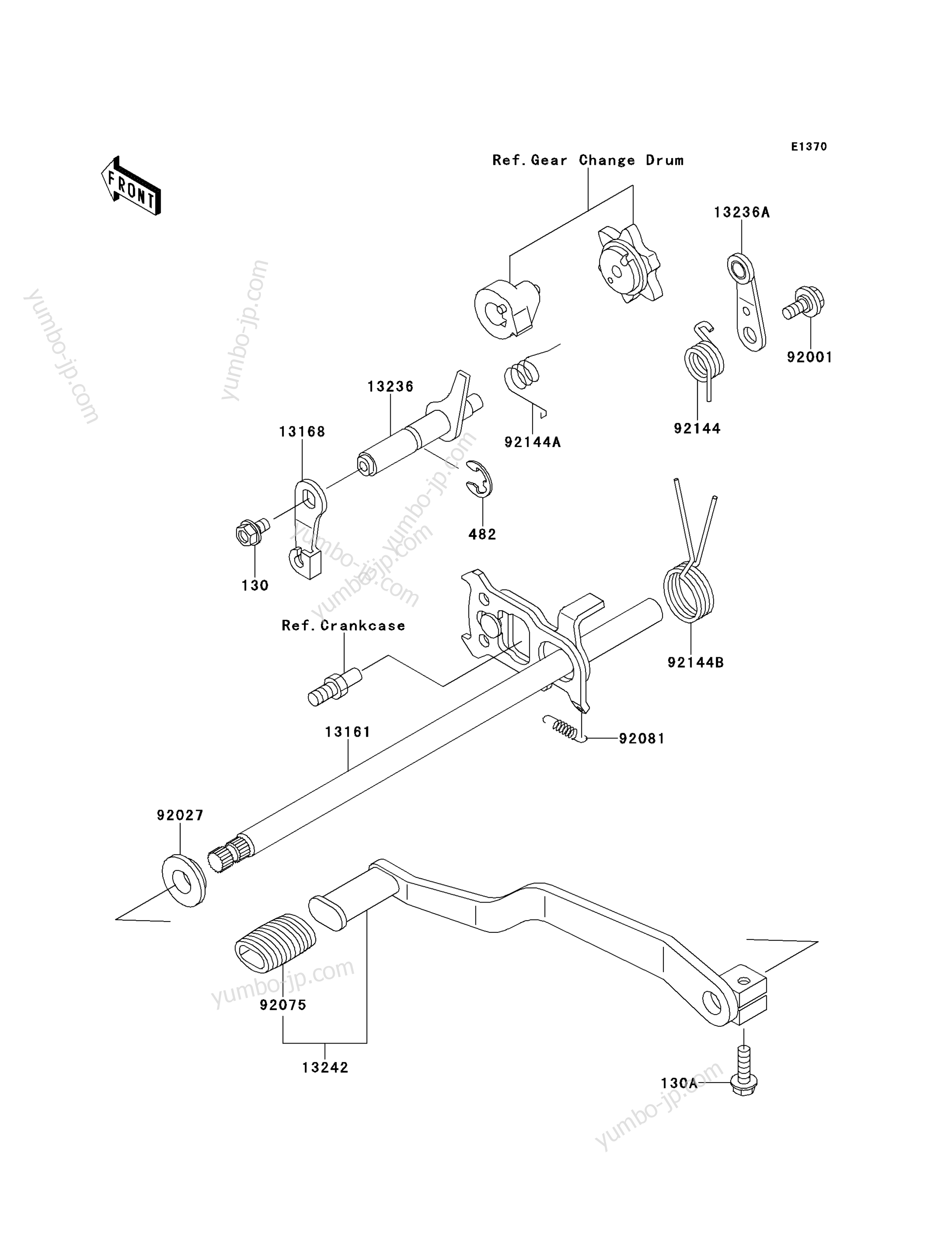 GEAR CHANGE MECHANISM для квадроциклов KAWASAKI BAYOU 250 (KLF250-A2) 2004 г.