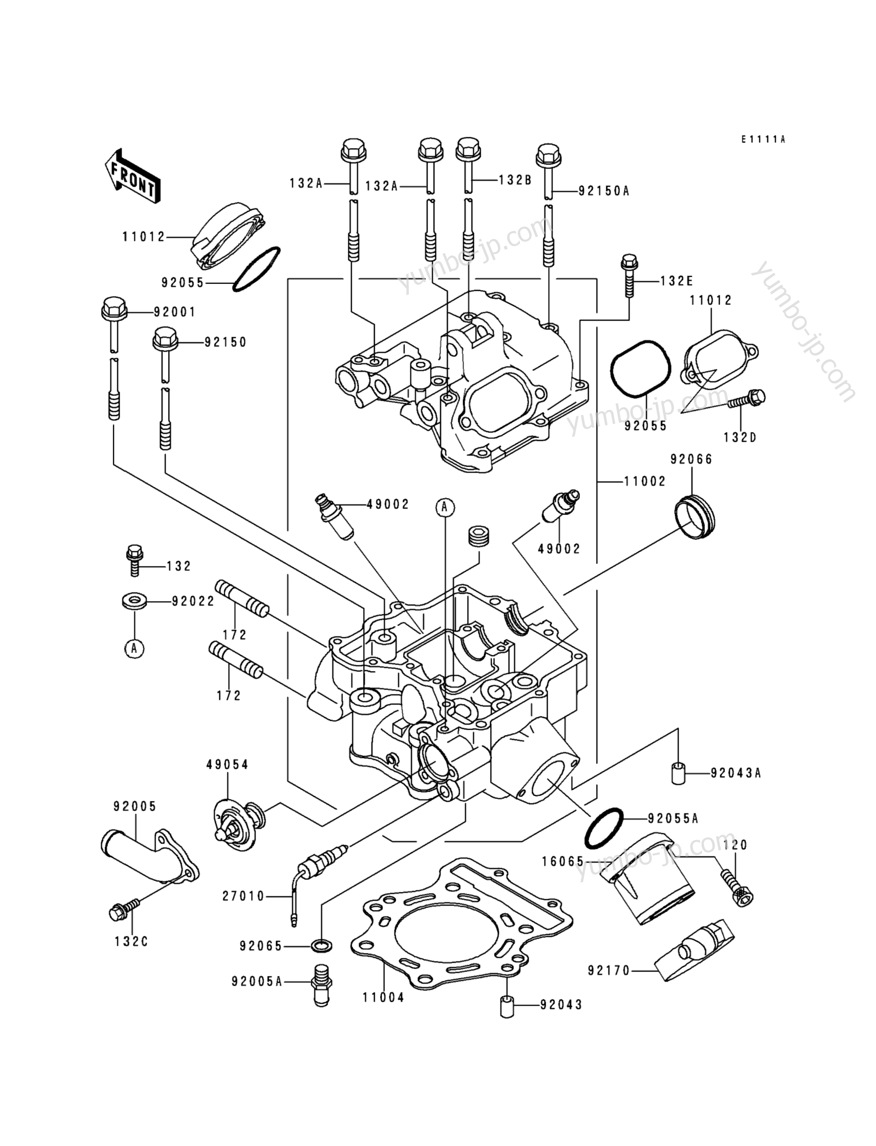 Cylinder Head(VF400AE520628&sim;) для квадроциклов KAWASAKI PRAIRIE 400 (KVF400-B1) 1998 г.