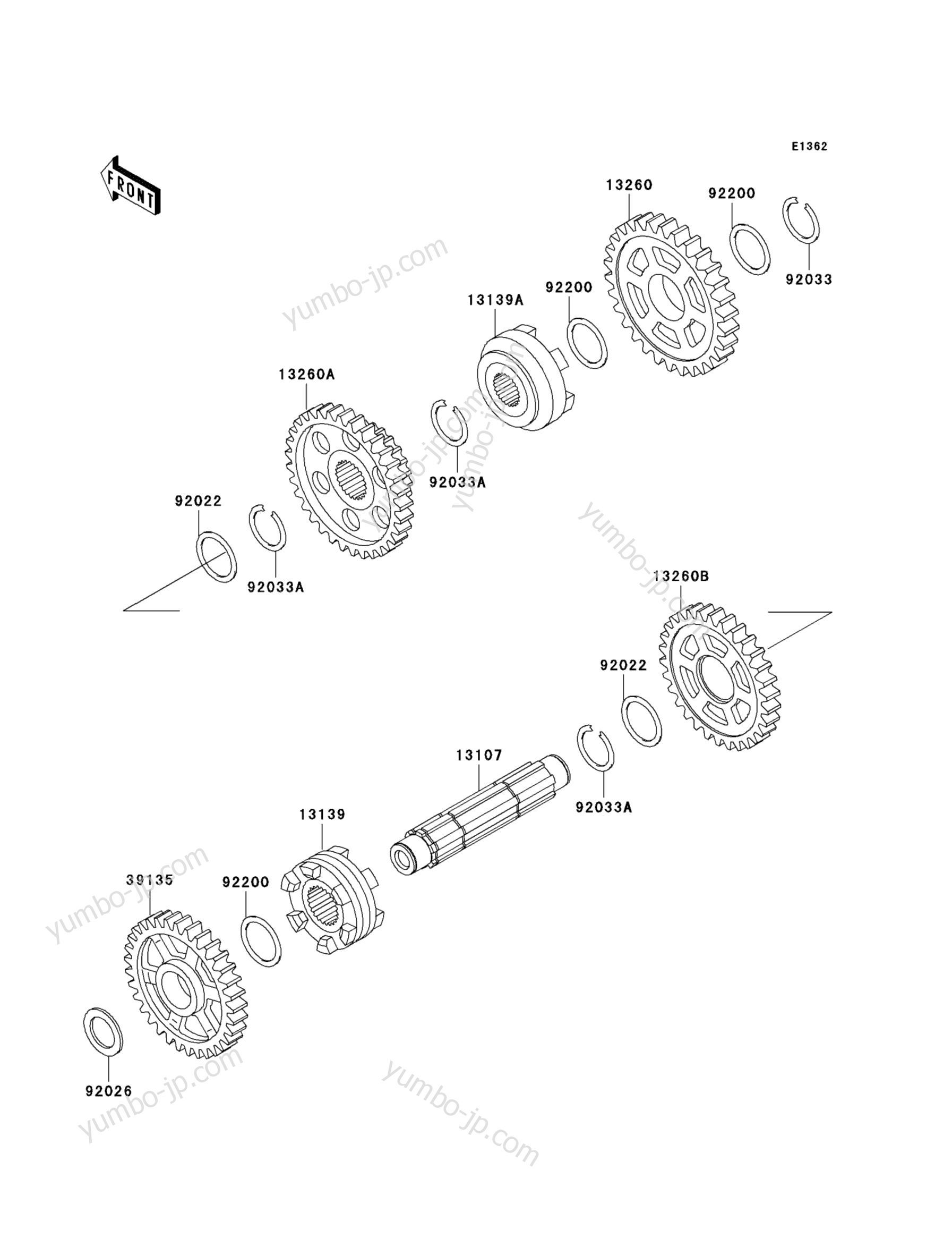 Gear Change Drum/Shift Fork(s) for ATVs KAWASAKI PRAIRIE 400 (KVF400-D2) 2000 year