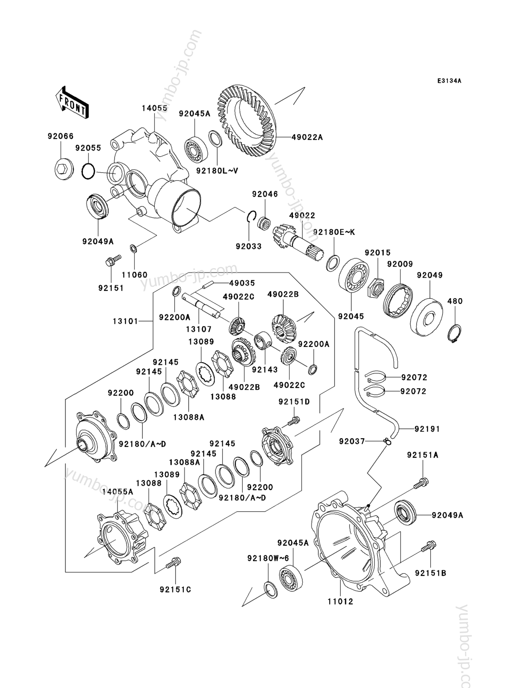 Drive Shaft (Differential) для квадроциклов KAWASAKI PRAIRIE 300 4X4 (KVF300-A3) 2001 г.