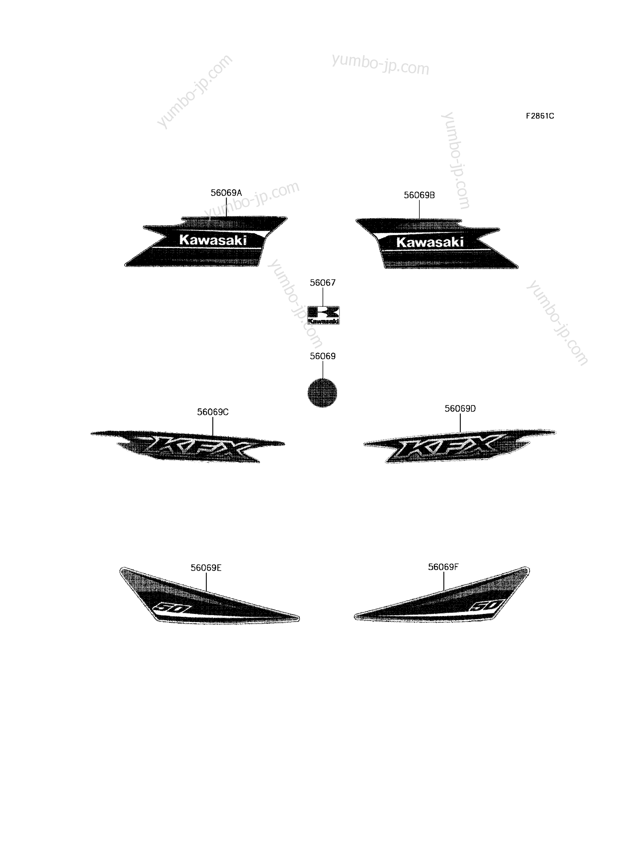 Decals(BGF) для квадроциклов KAWASAKI KFX 50 (KSF50BGF) 2016 г.