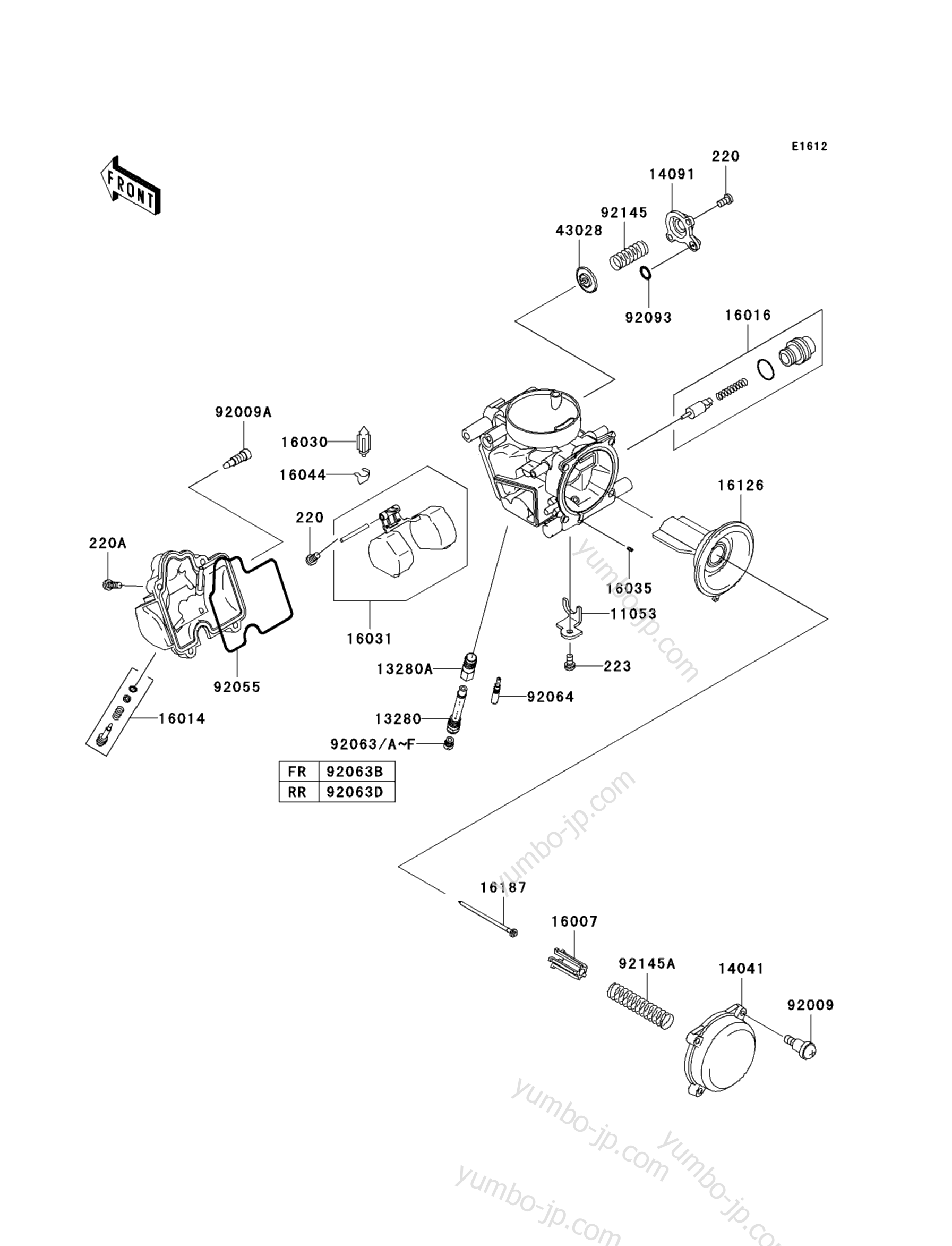 CARBURETOR PARTS for ATVs KAWASAKI BRUTE FORCE 750 4X4I (KVF750-A1) 2005 year