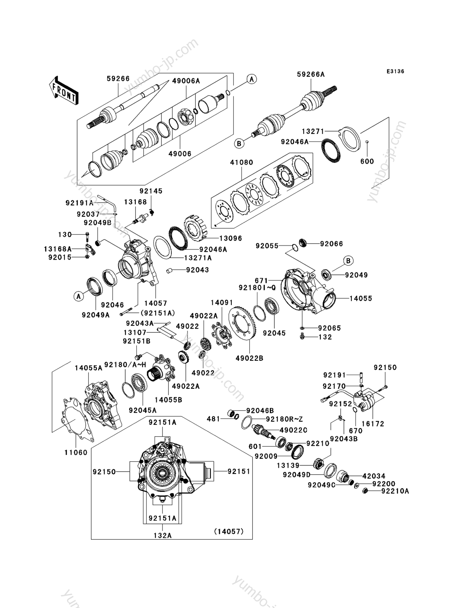 Drive Shaft-Front(3/3) для квадроциклов KAWASAKI PRAIRIE 650 4X4 (KVF650-B2) 2003 г.