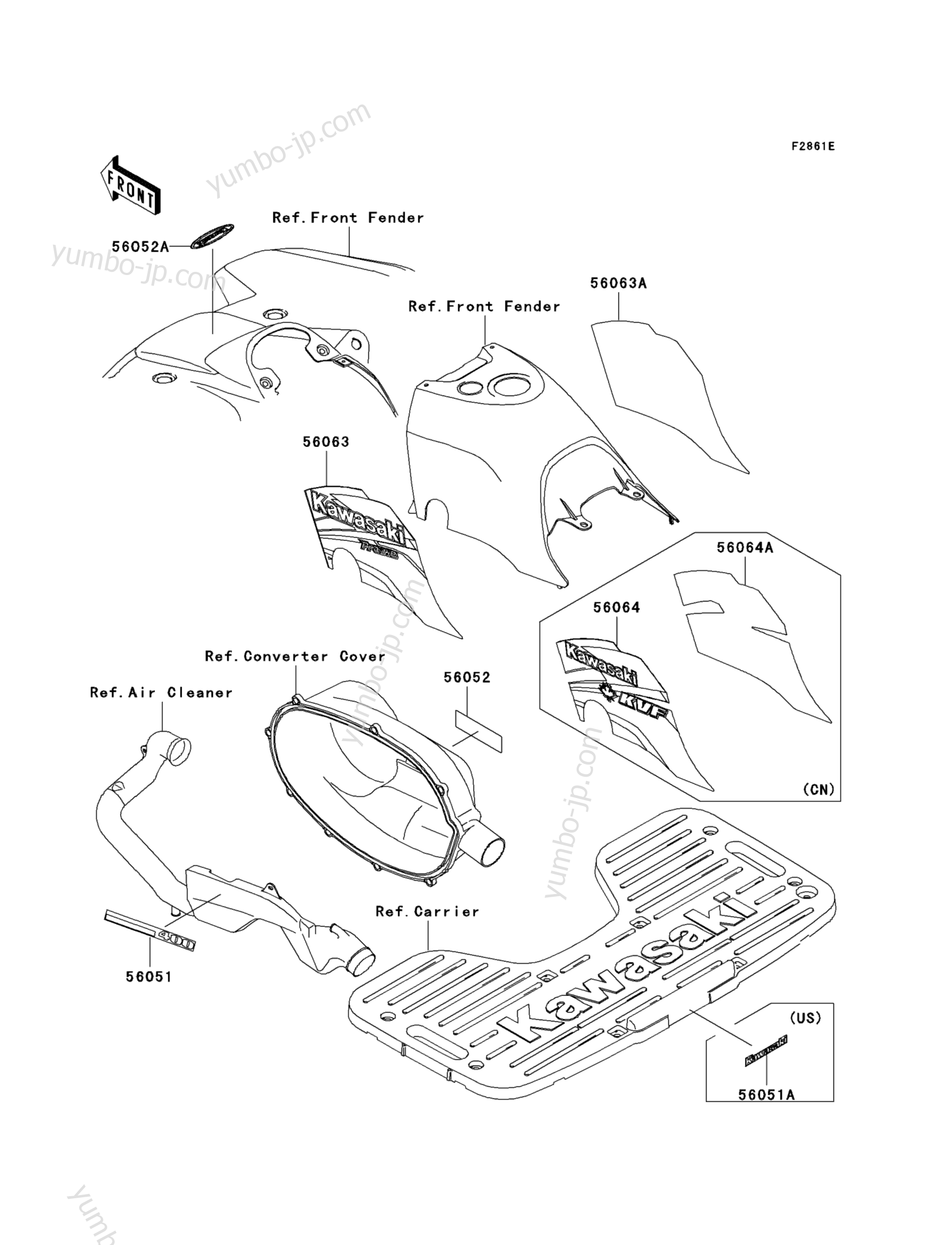 Decals(Red)(A3) для квадроциклов KAWASAKI PRAIRIE 300 4X4 (KVF300-A3) 2001 г.