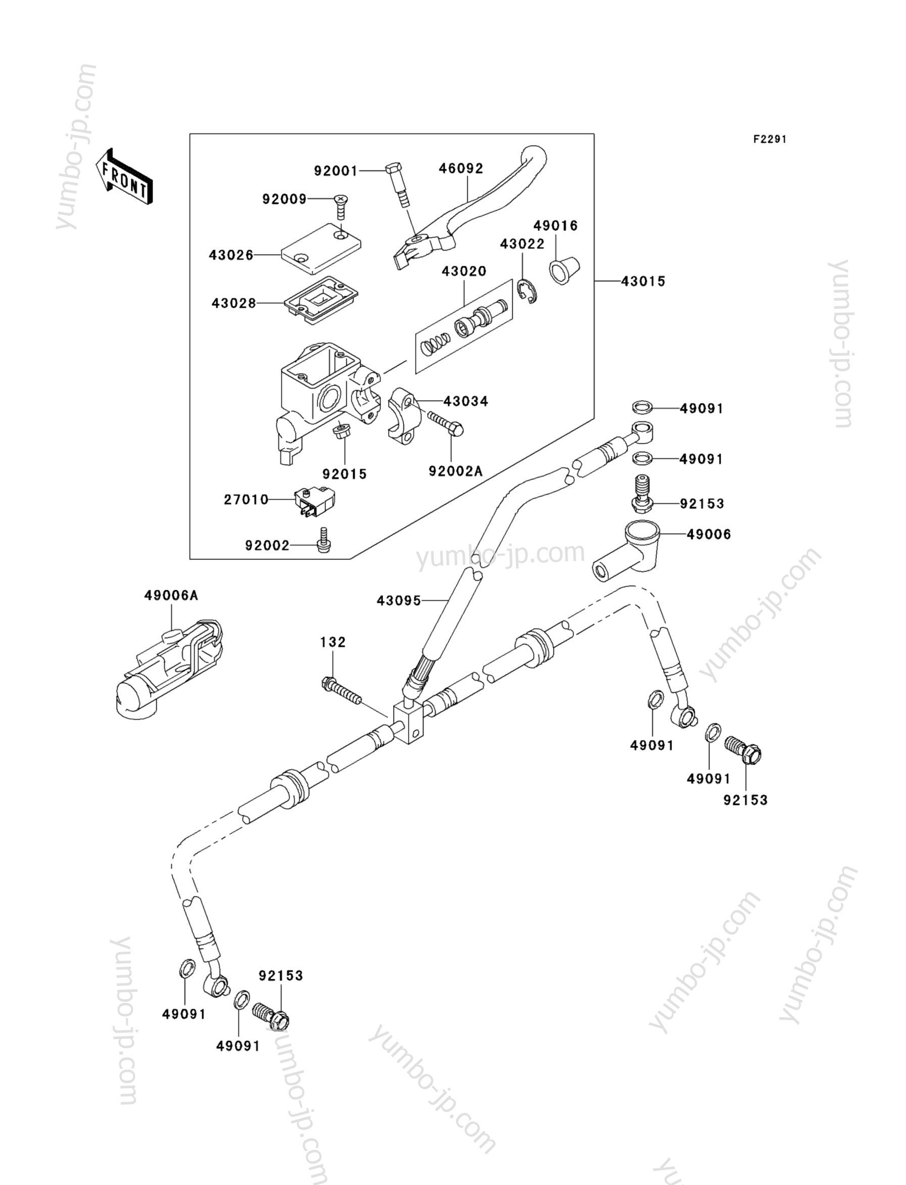 FRONT MASTER CYLINDER для квадроциклов KAWASAKI PRAIRIE 360 4X4 (KVF360CBF) 2011 г.