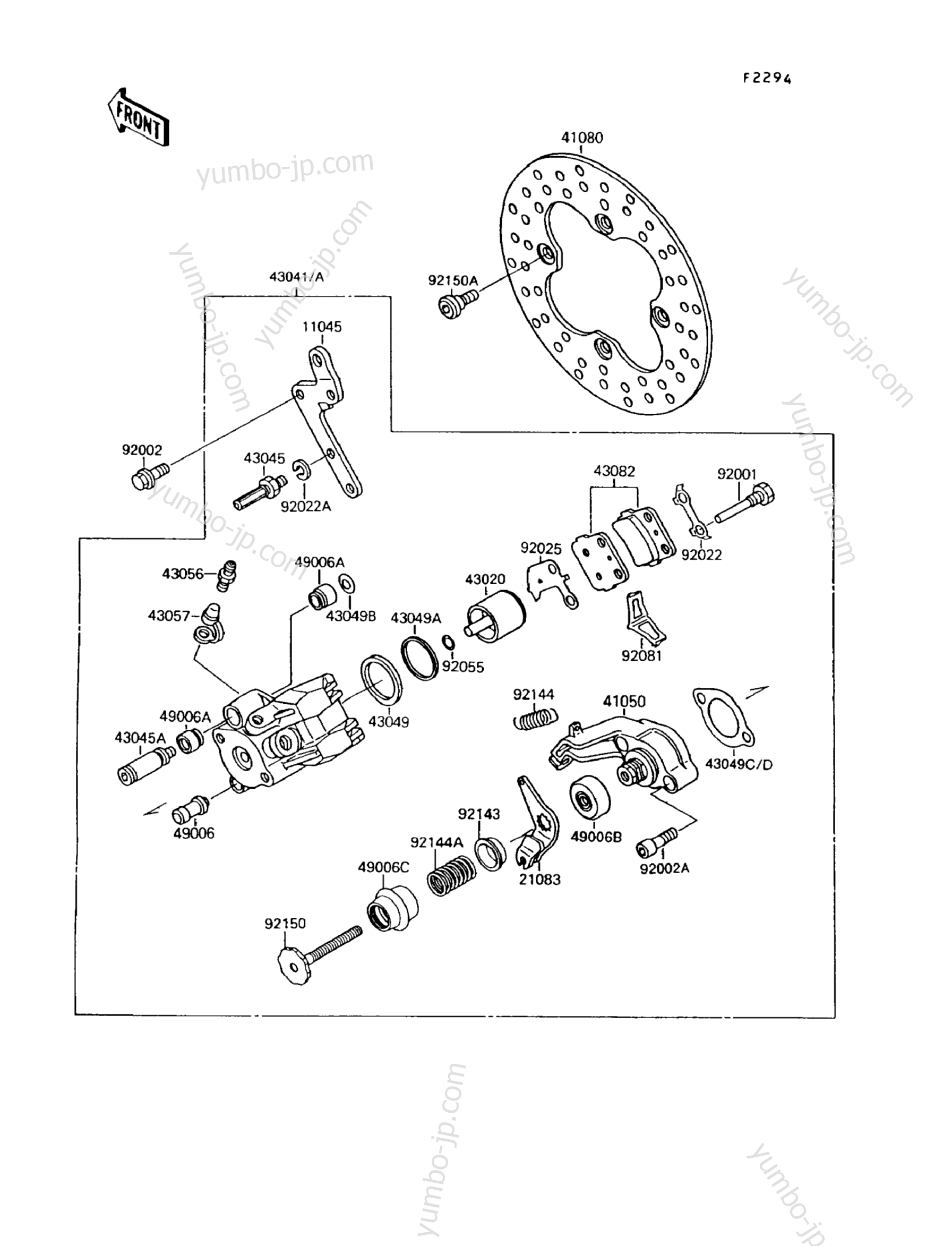 REAR BRAKE для квадроциклов KAWASAKI MOJAVE 250 (KSF250-A9) 1995 г.