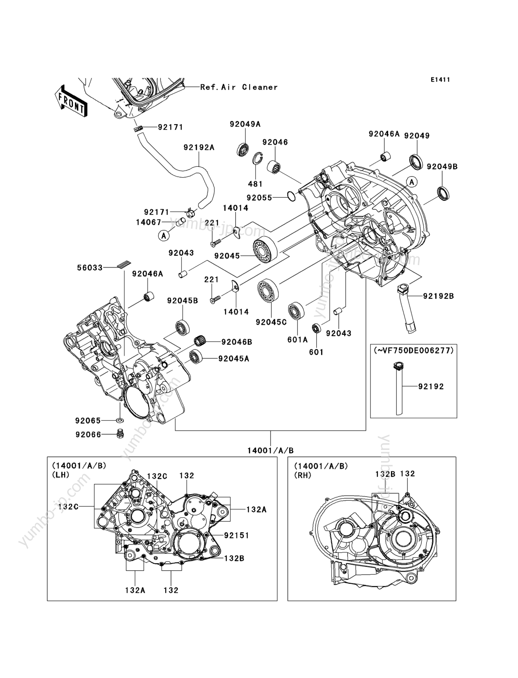 CRANKCASE for ATVs KAWASAKI BRUTE FORCE 750 4X4I (KVF750D8F) 2008 year