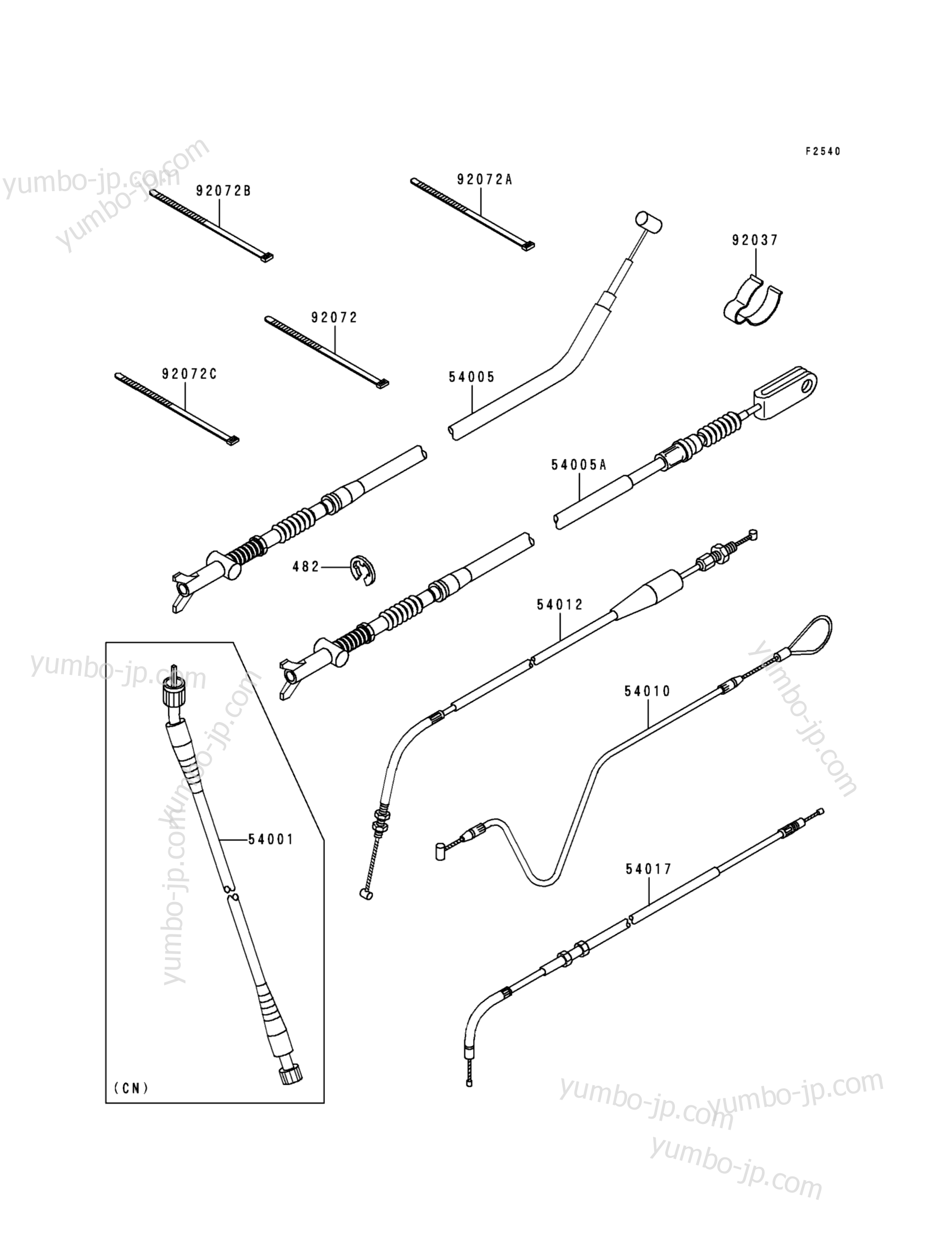 CABLES для квадроциклов KAWASAKI PRAIRIE 400 (KVF400-B1) 1998 г.