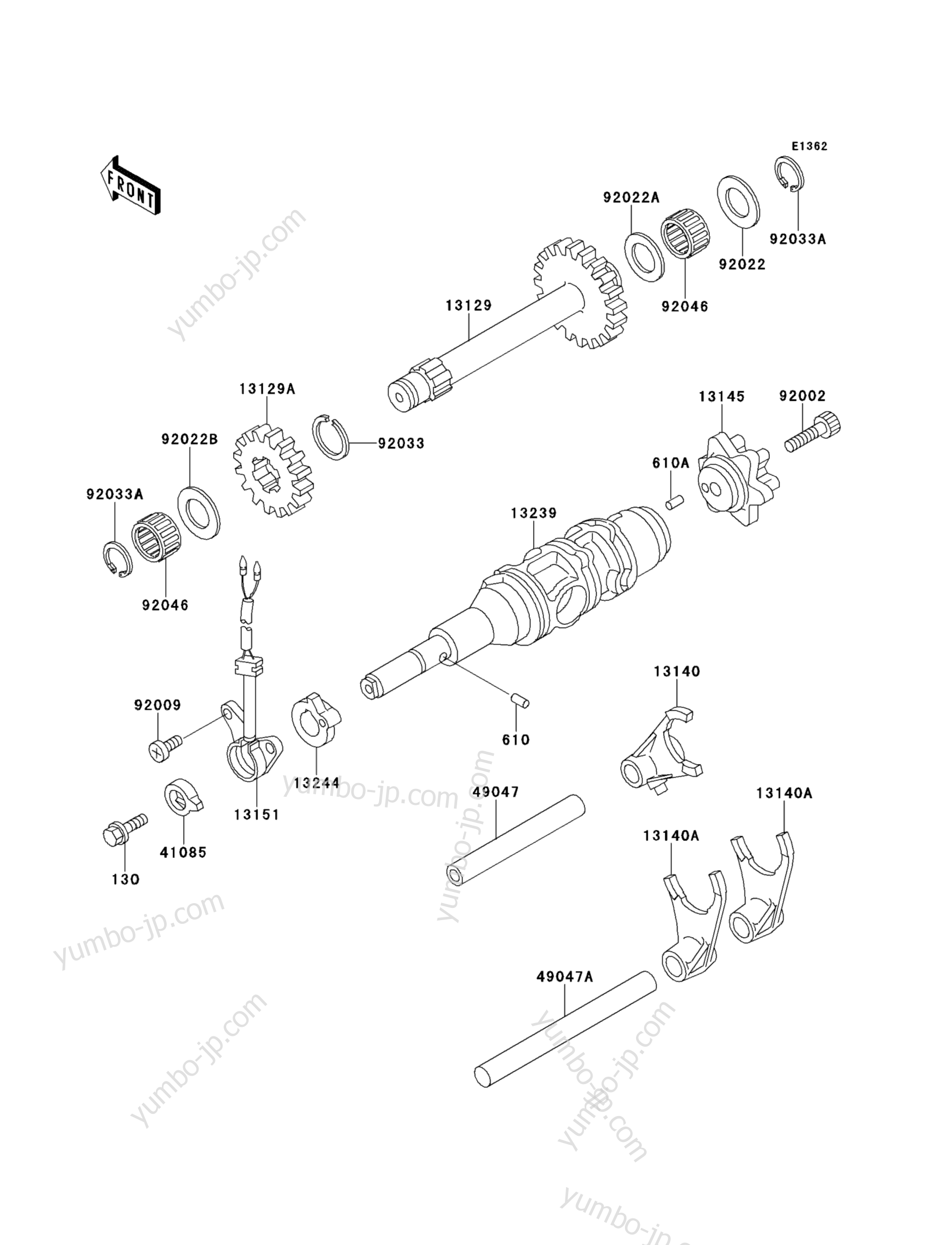 Gear Change Drum/Shift Fork(s) for ATVs KAWASAKI MOJAVE 250 (KSF250-A11) 1997 year