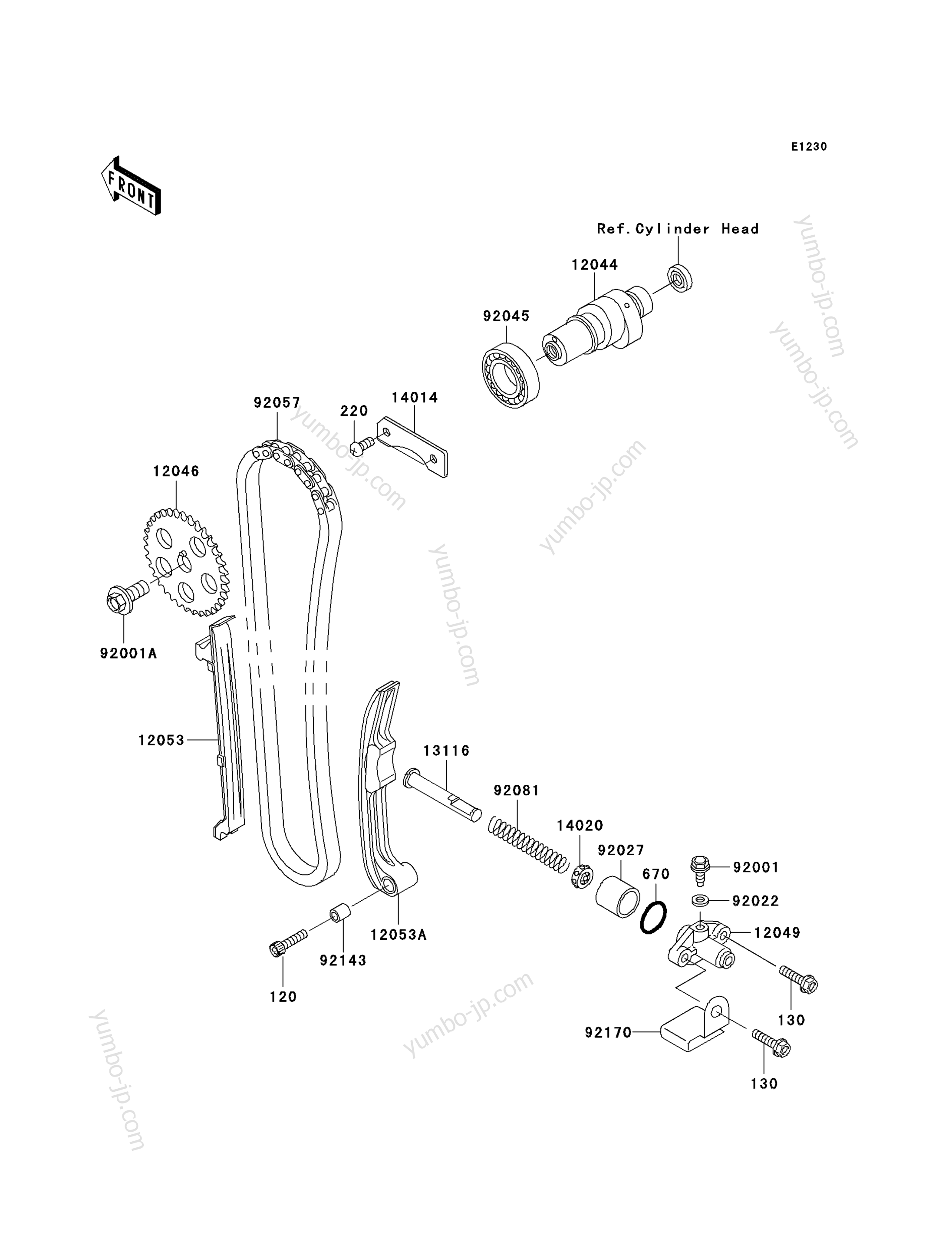 Camshaft(s)/Tensioner for ATVs KAWASAKI BAYOU 250 (KLF250A7F) 2007 year