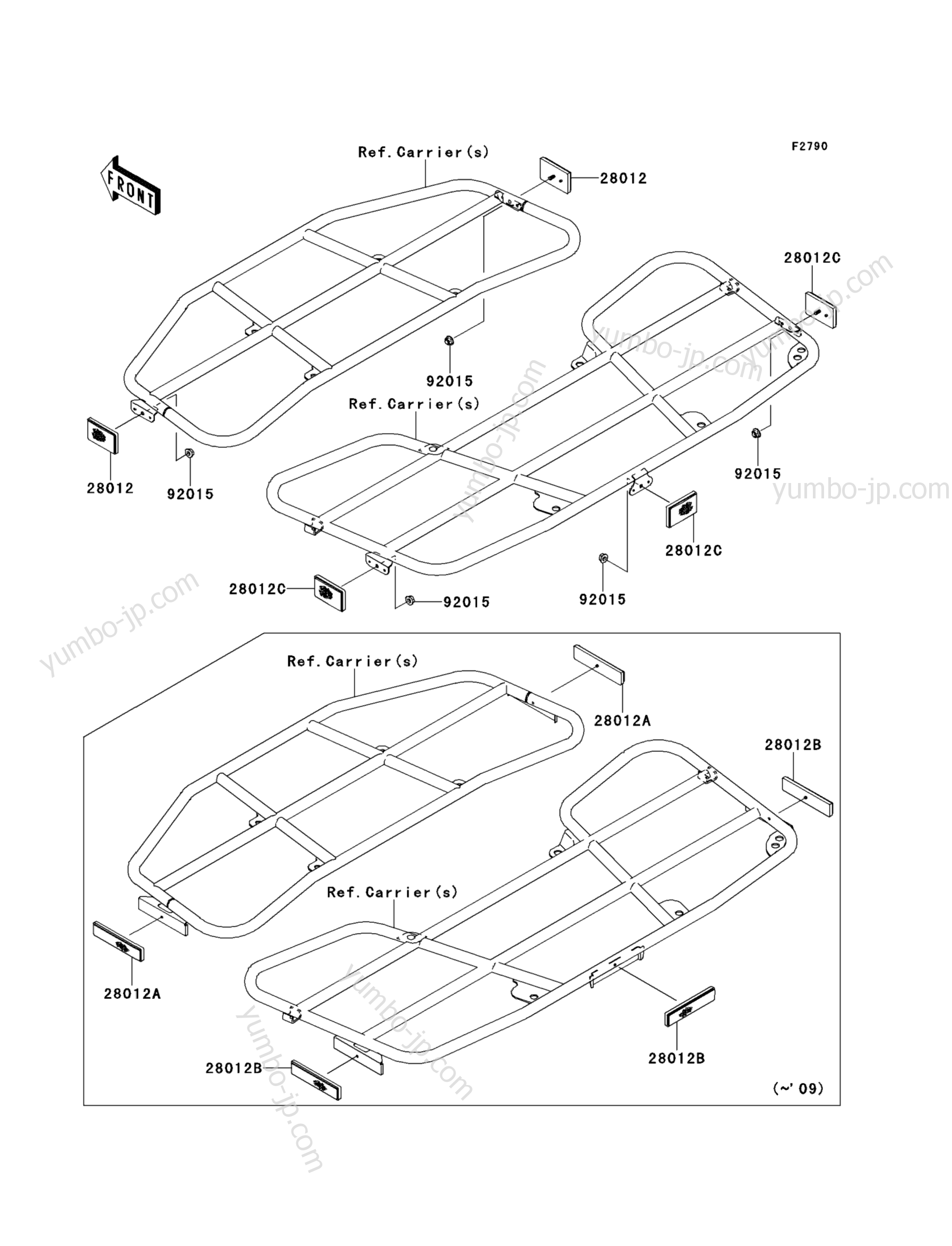 Reflectors(CN) for ATVs KAWASAKI BRUTE FORCE 750 4X4I (KVF750D8F) 2008 year