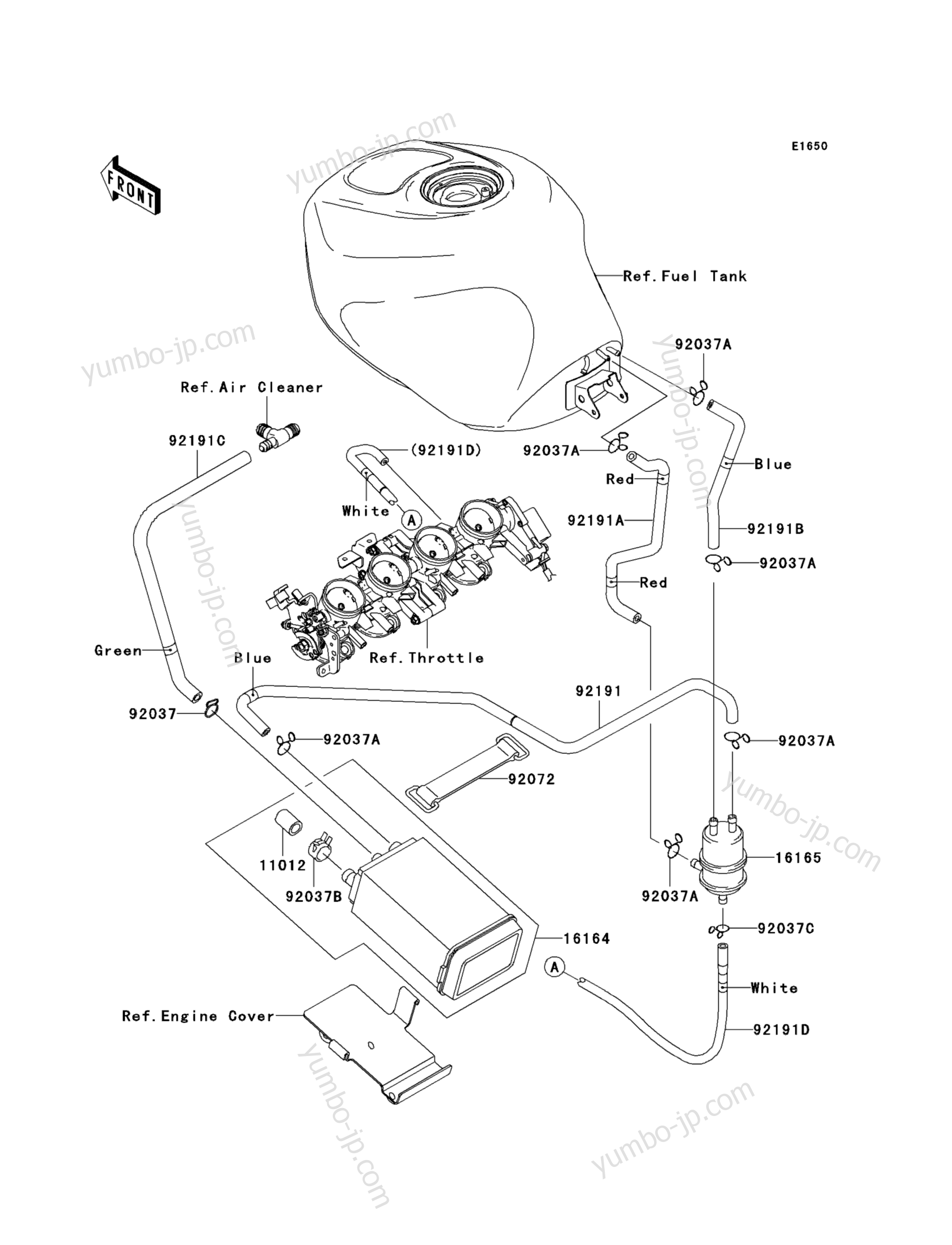 Fuel Evaporative System(CA) for motorcycles KAWASAKI NINJA ZX-6RR (ZX600-K1) 2003 year