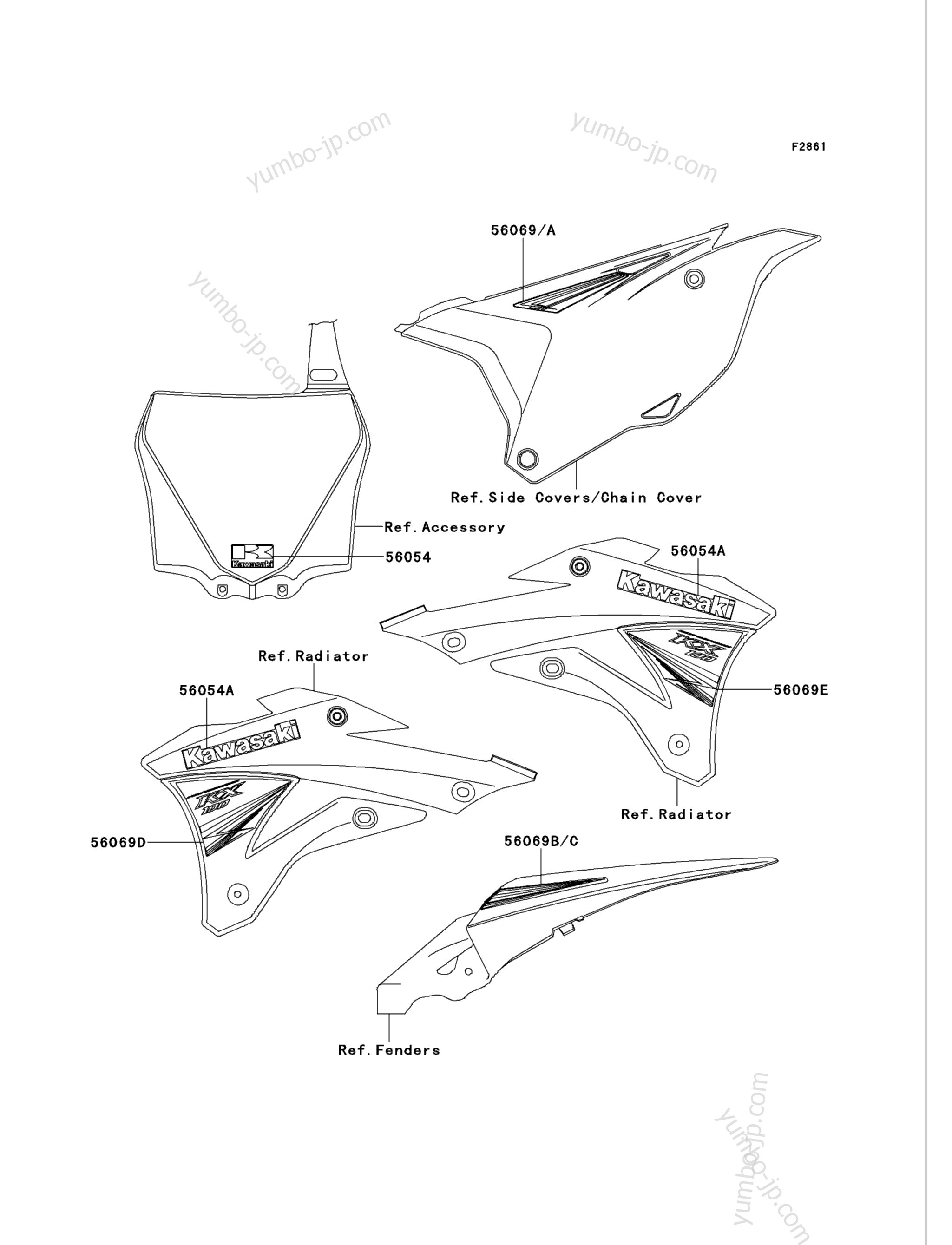 DECALS for motorcycles KAWASAKI KX100 (KX100FEF) 2014 year