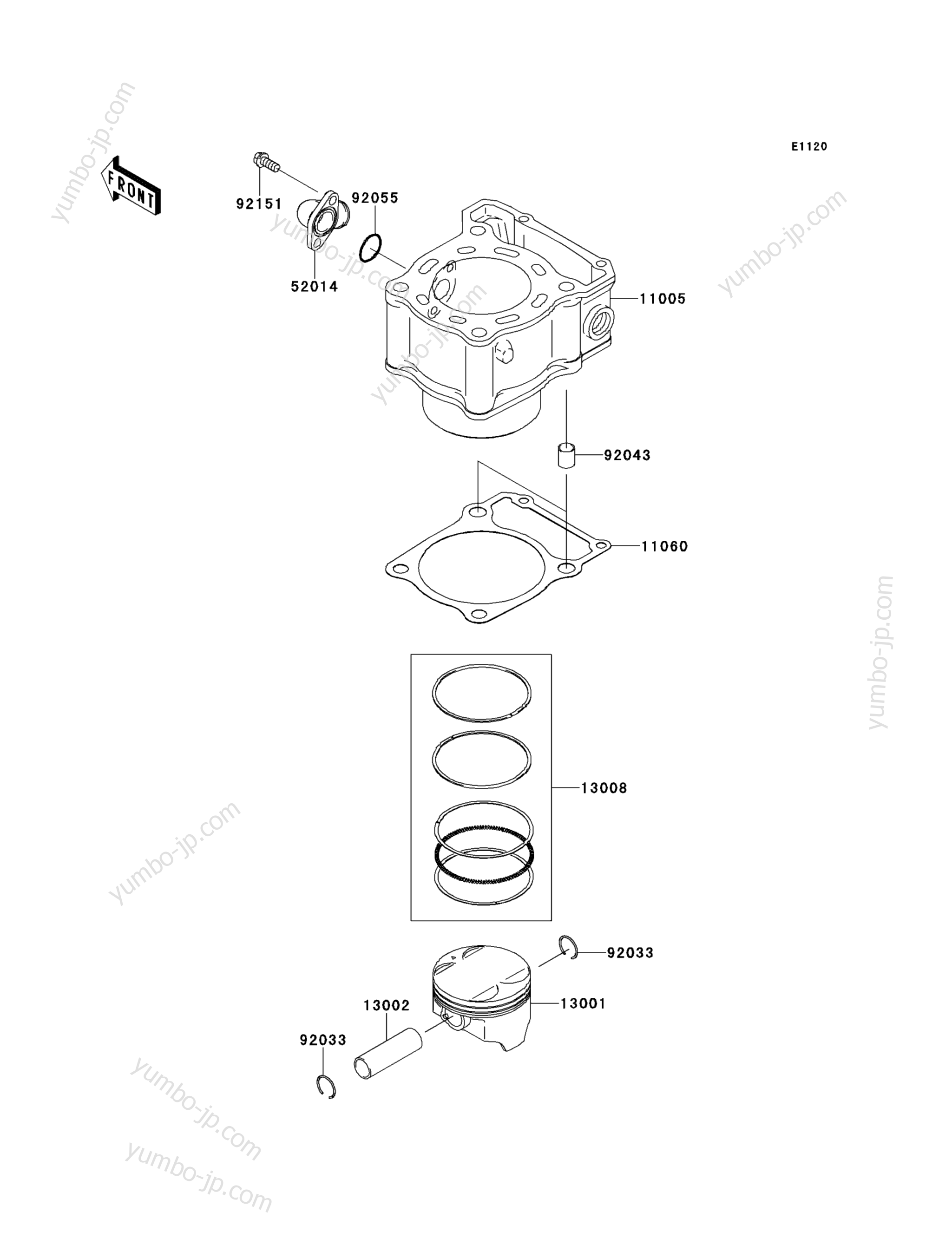 Cylinder/Piston(s) for motorcycles KAWASAKI KLX250S (KLX250TEF) 2014 year