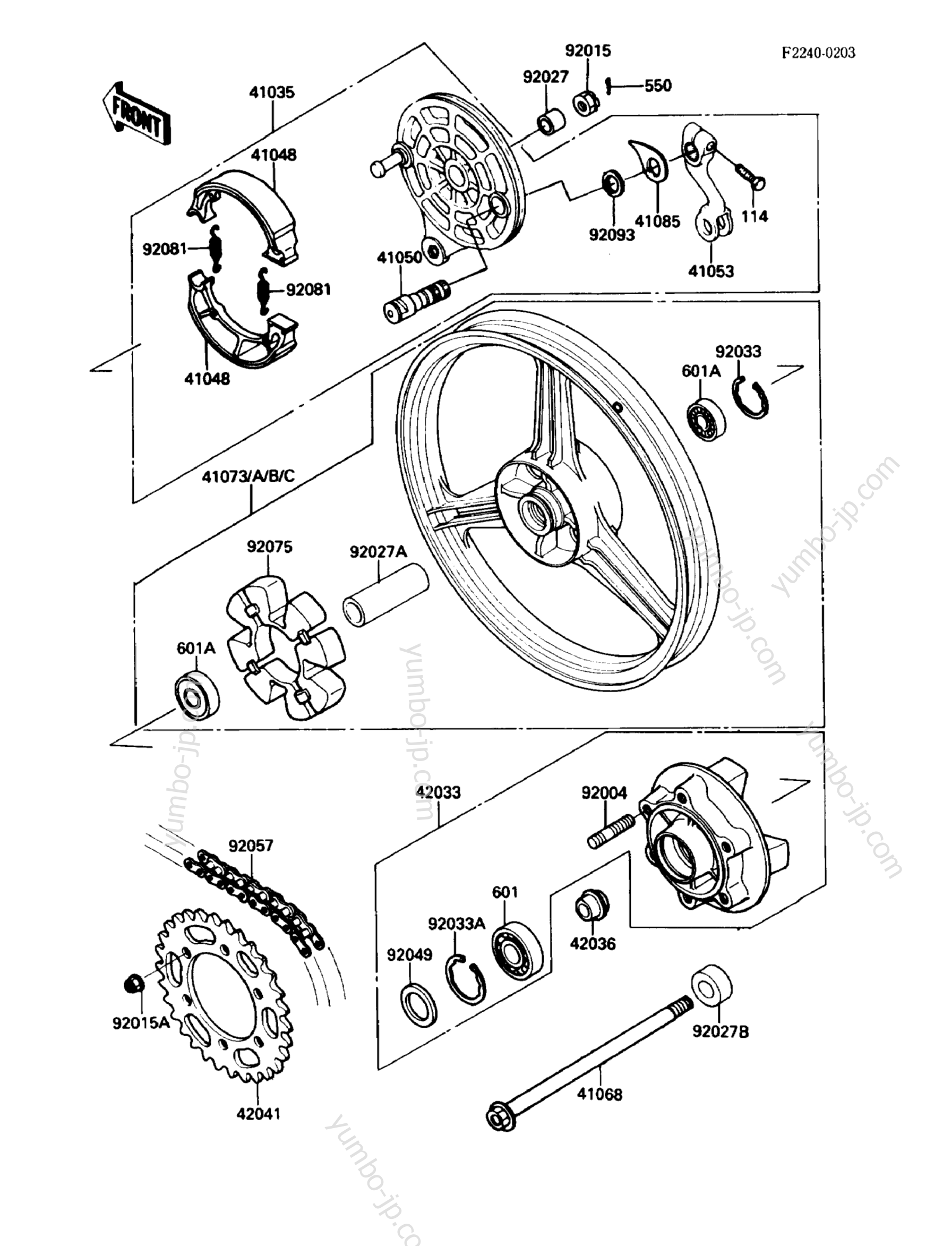 REAR WHEEL/CHAIN for motorcycles KAWASAKI EX500 (EX500-A3) 1989 year