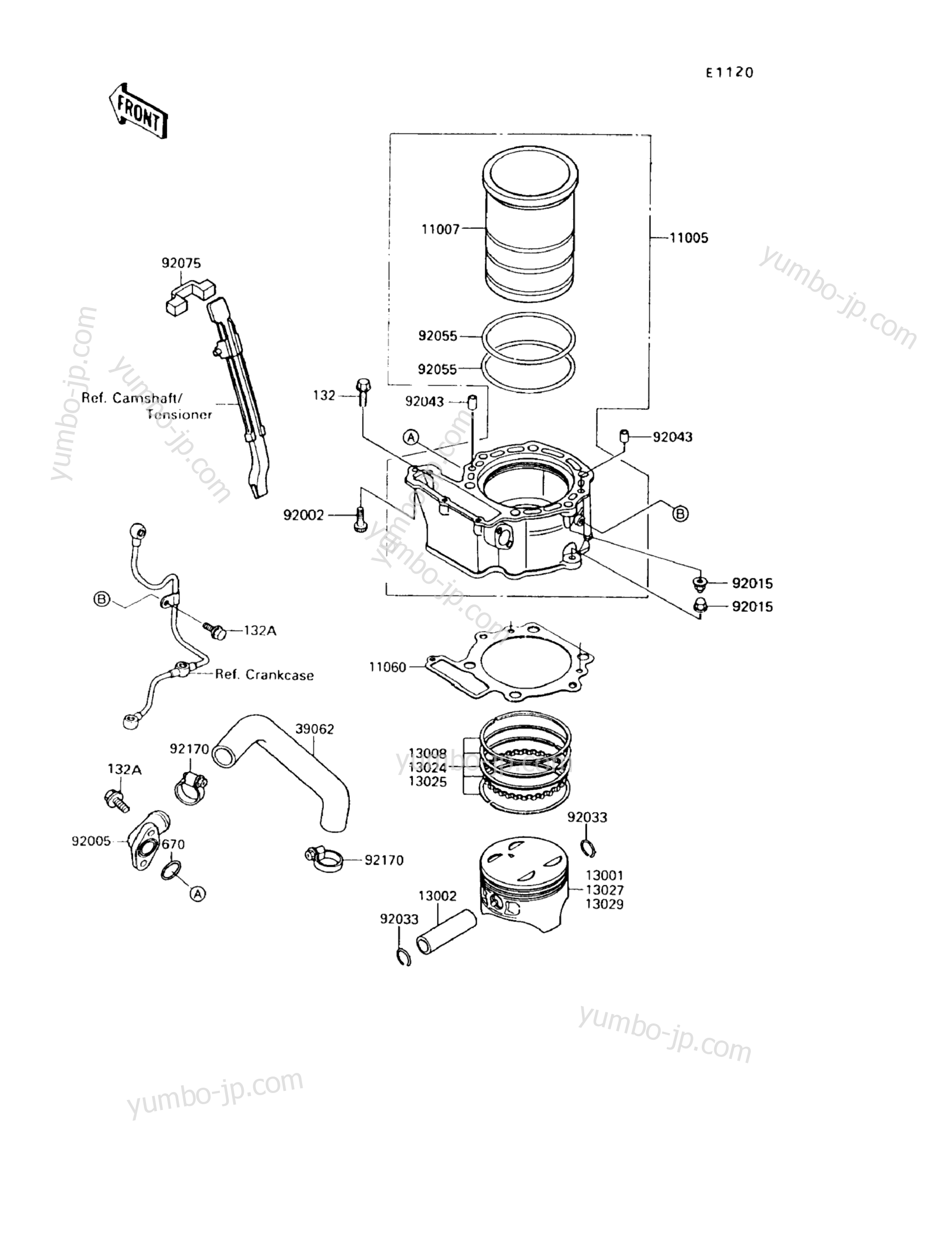 Cylinder/Piston(s) for motorcycles KAWASAKI KLR650 (KL650-A6) 1992 year