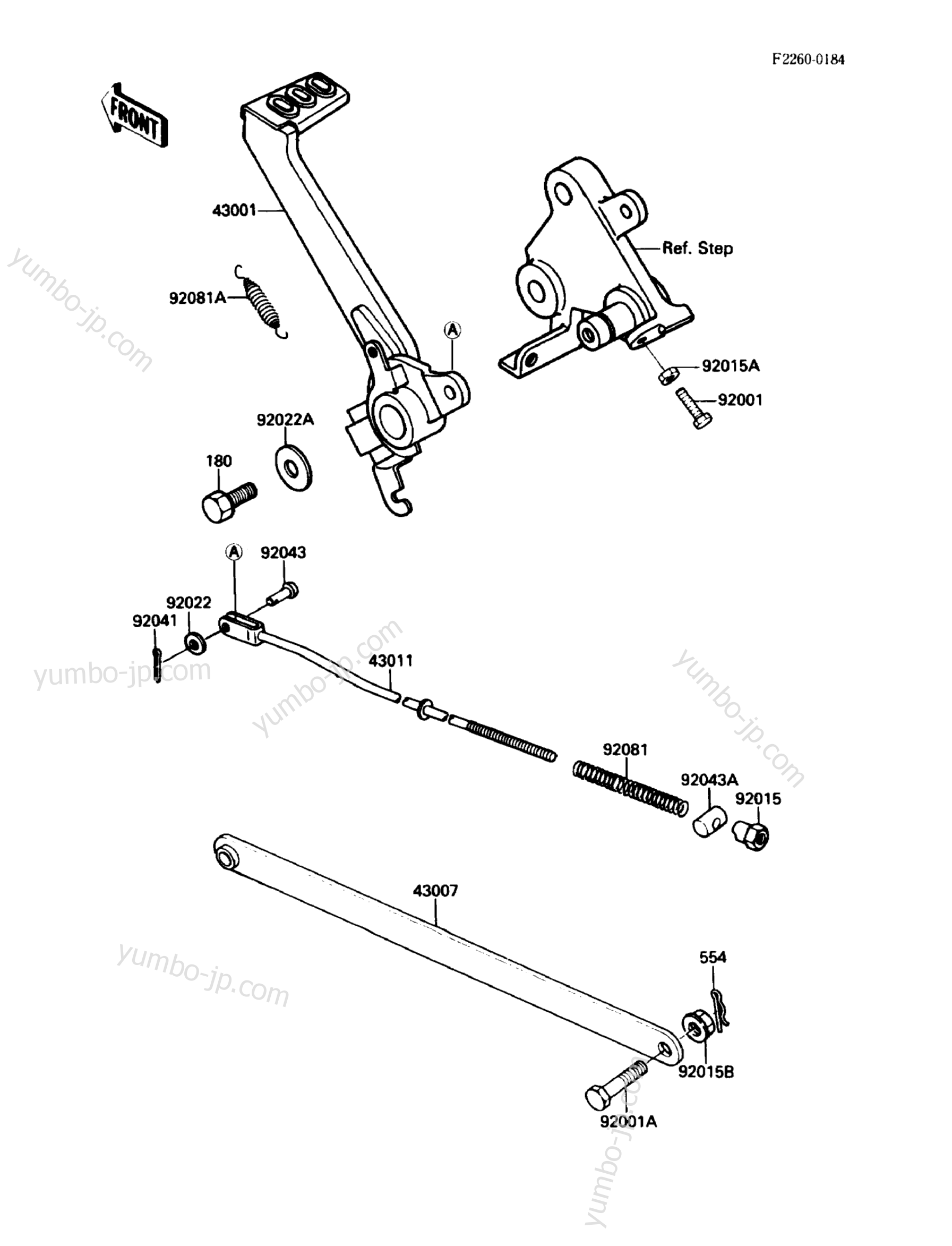 BRAKE PEDAL/TORQUE LINK для мотоциклов KAWASAKI EX500 (EX500-A3) 1989 г.