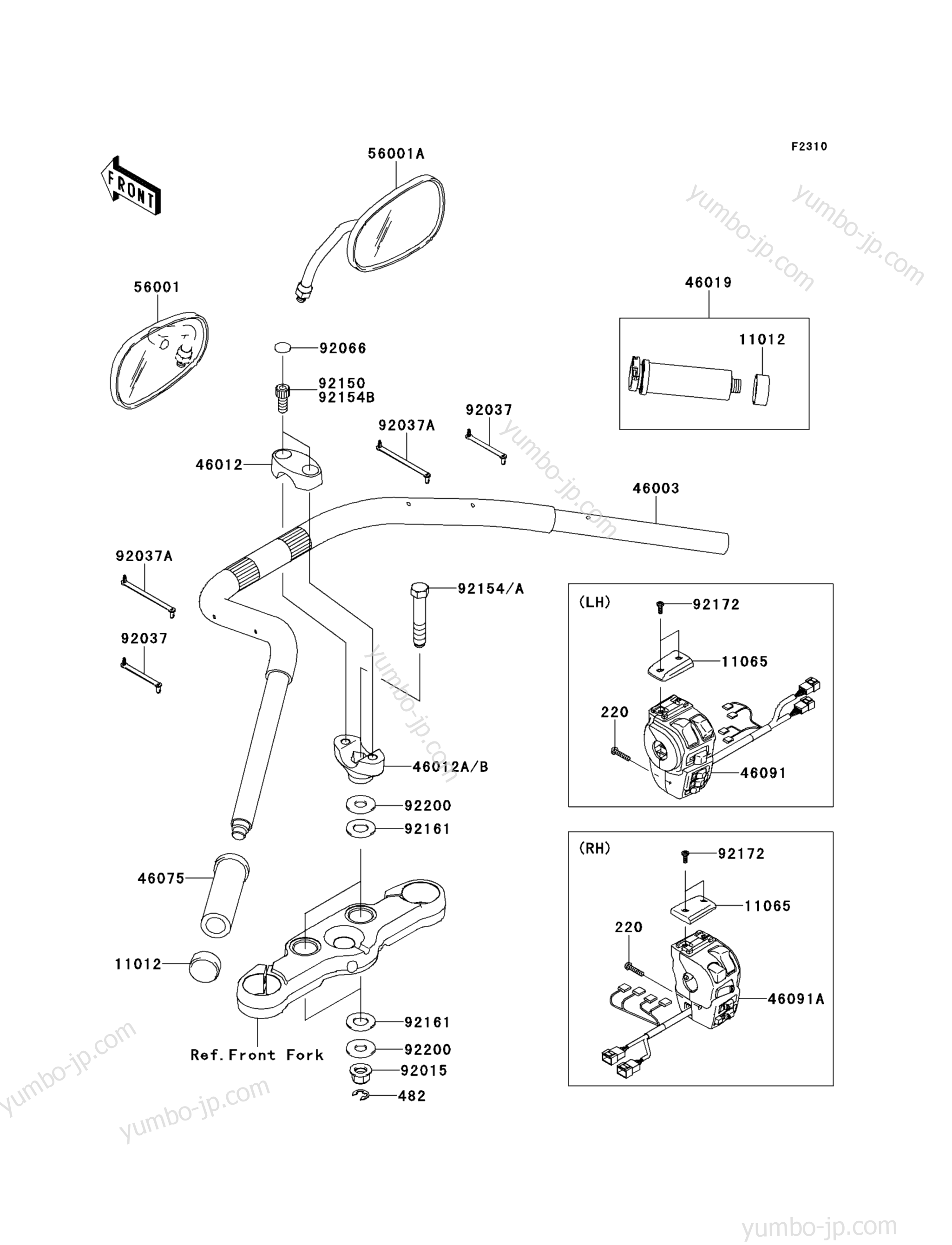 Румпель (рукоятка управления) для мотоциклов KAWASAKI VULCAN 1700 VOYAGER ABS (VN1700B9FA) 2009 г.