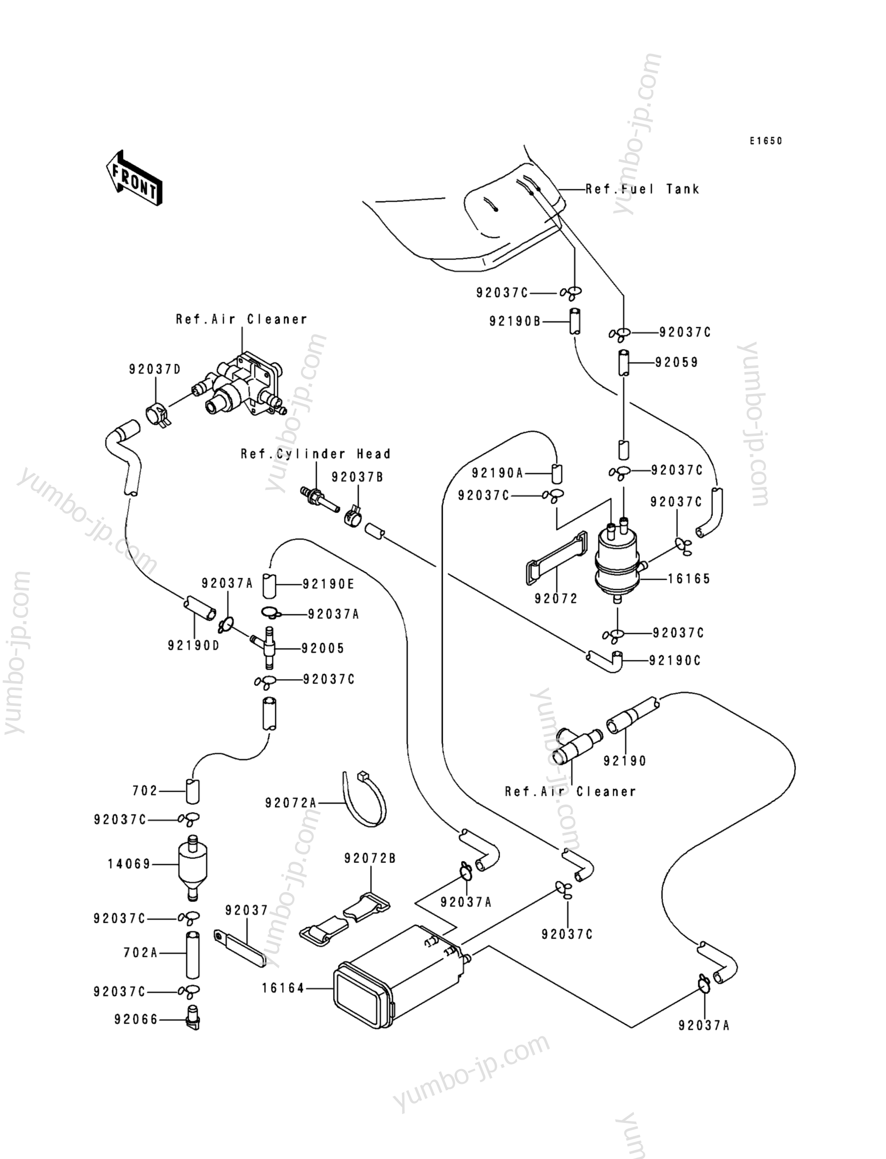 FUEL EVAPORATIVE SYSTEM для мотоциклов KAWASAKI NINJA ZX-9R (ZX900-B3) 1996 г.