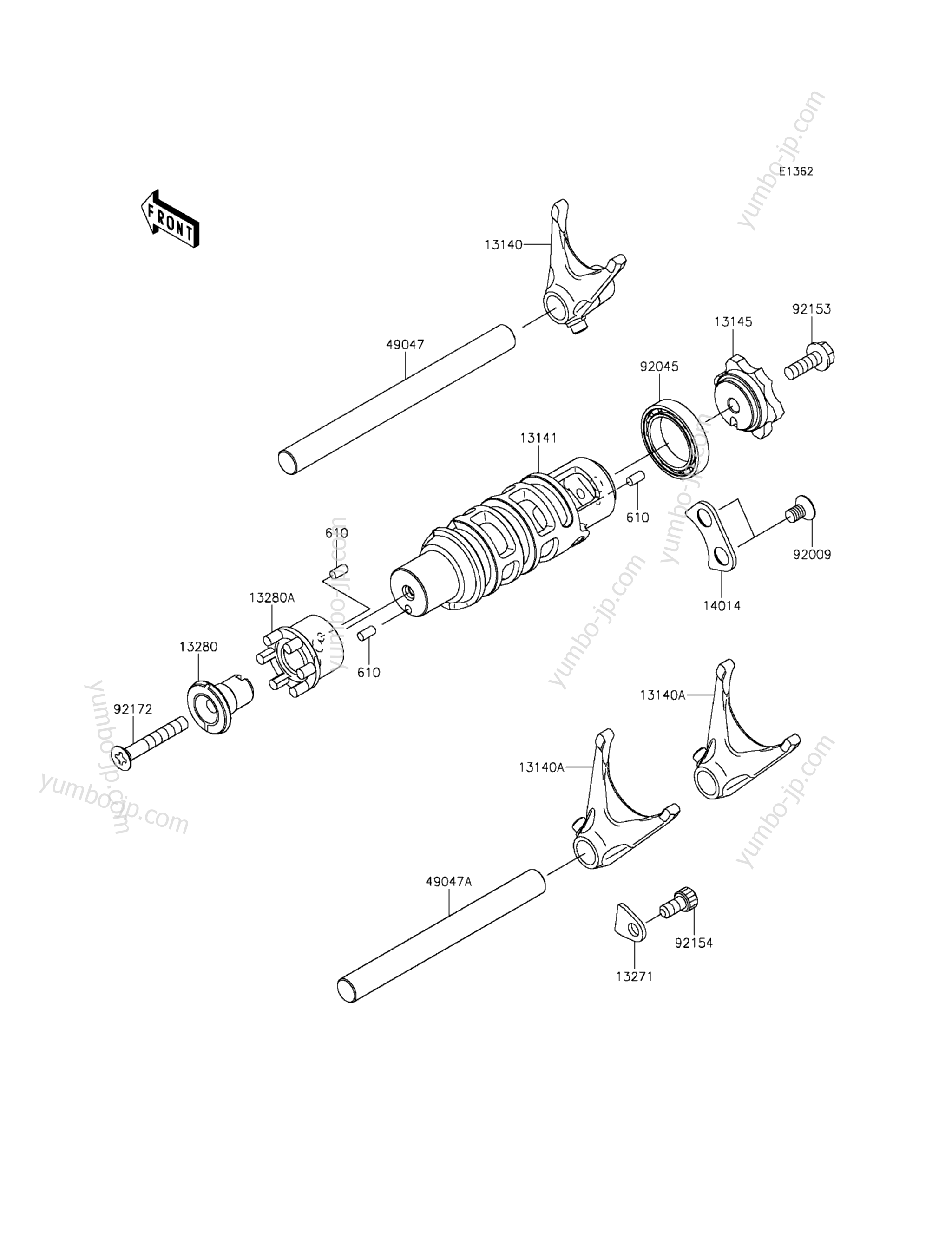 Gear Change Drum/Shift Fork(s) для мотоциклов KAWASAKI VULCAN S ABS (EN650BGFA) 2016 г.