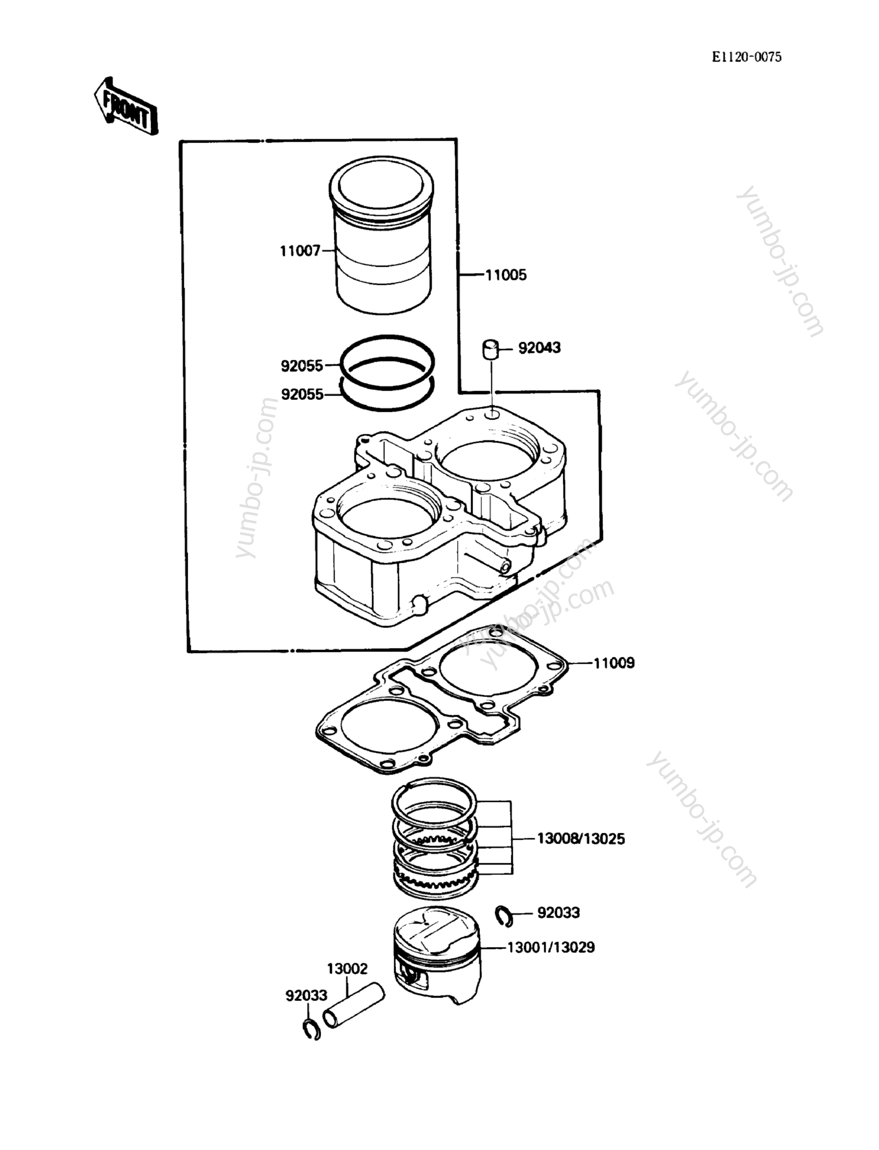 Cylinder/Piston(s) для мотоциклов KAWASAKI EX500 (EX500-A2) 1988 г.