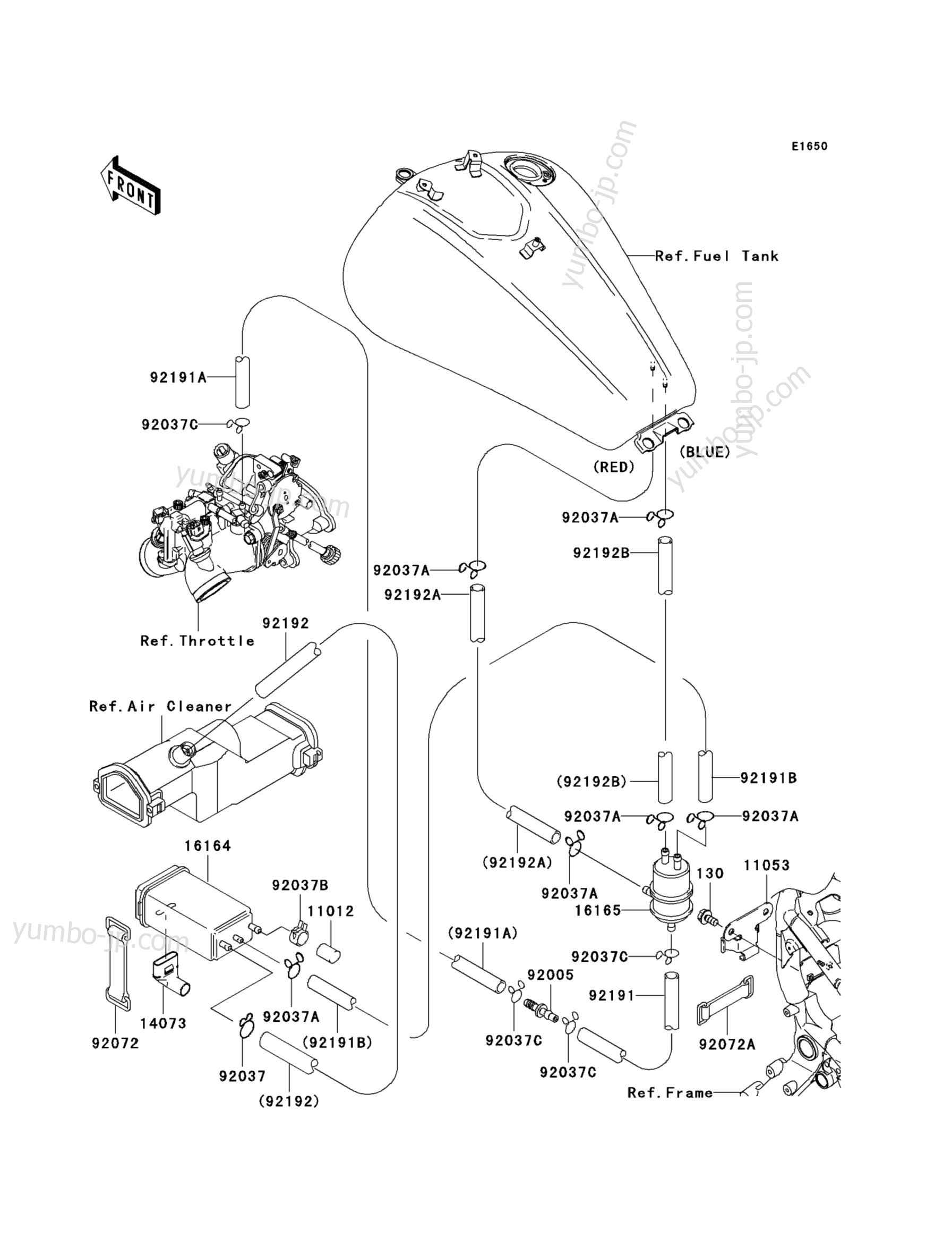 Fuel Evaporative System(CA) для мотоциклов KAWASAKI VULCAN 1600 NOMAD (VN1600-D1) 2005 г.