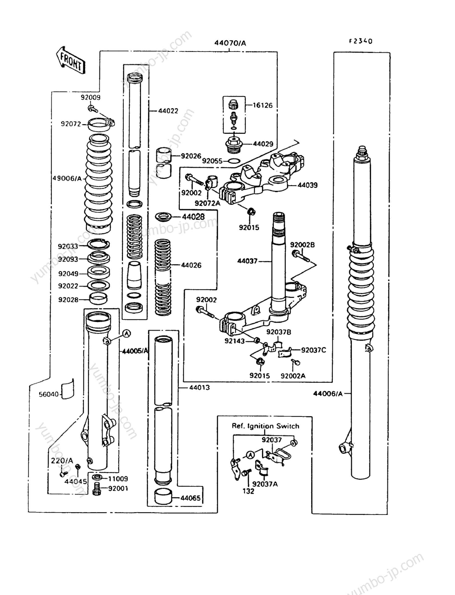 FRONT FORK для мотоциклов KAWASAKI KLR650 (KL650-A6) 1992 г.