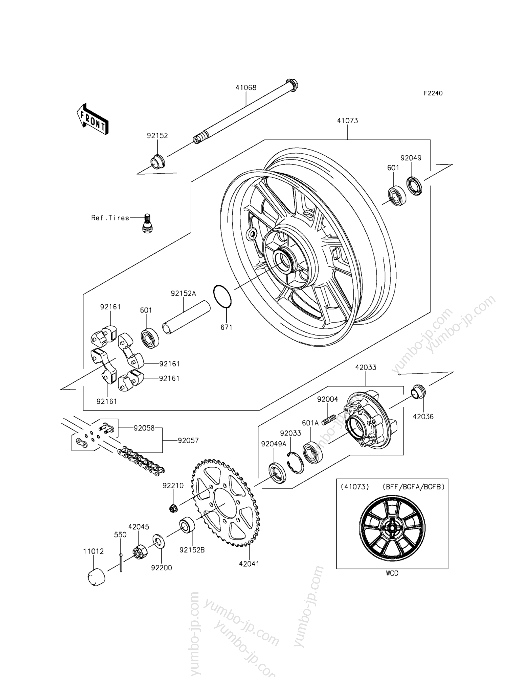 REAR WHEEL/CHAIN for motorcycles KAWASAKI VULCAN S ABS (EN650BGFA) 2016 year