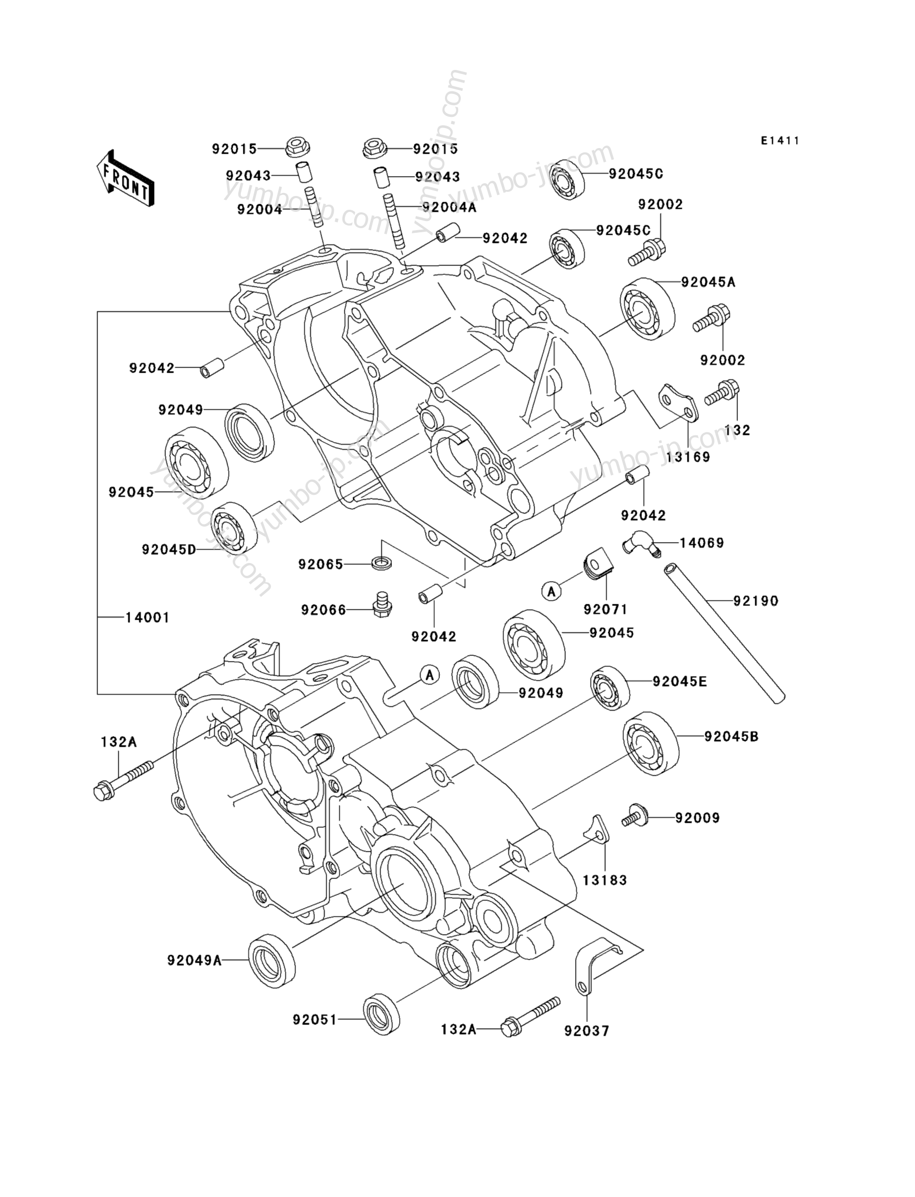 CRANKCASE for motorcycles KAWASAKI KX85 (KX85-A5) 2005 year