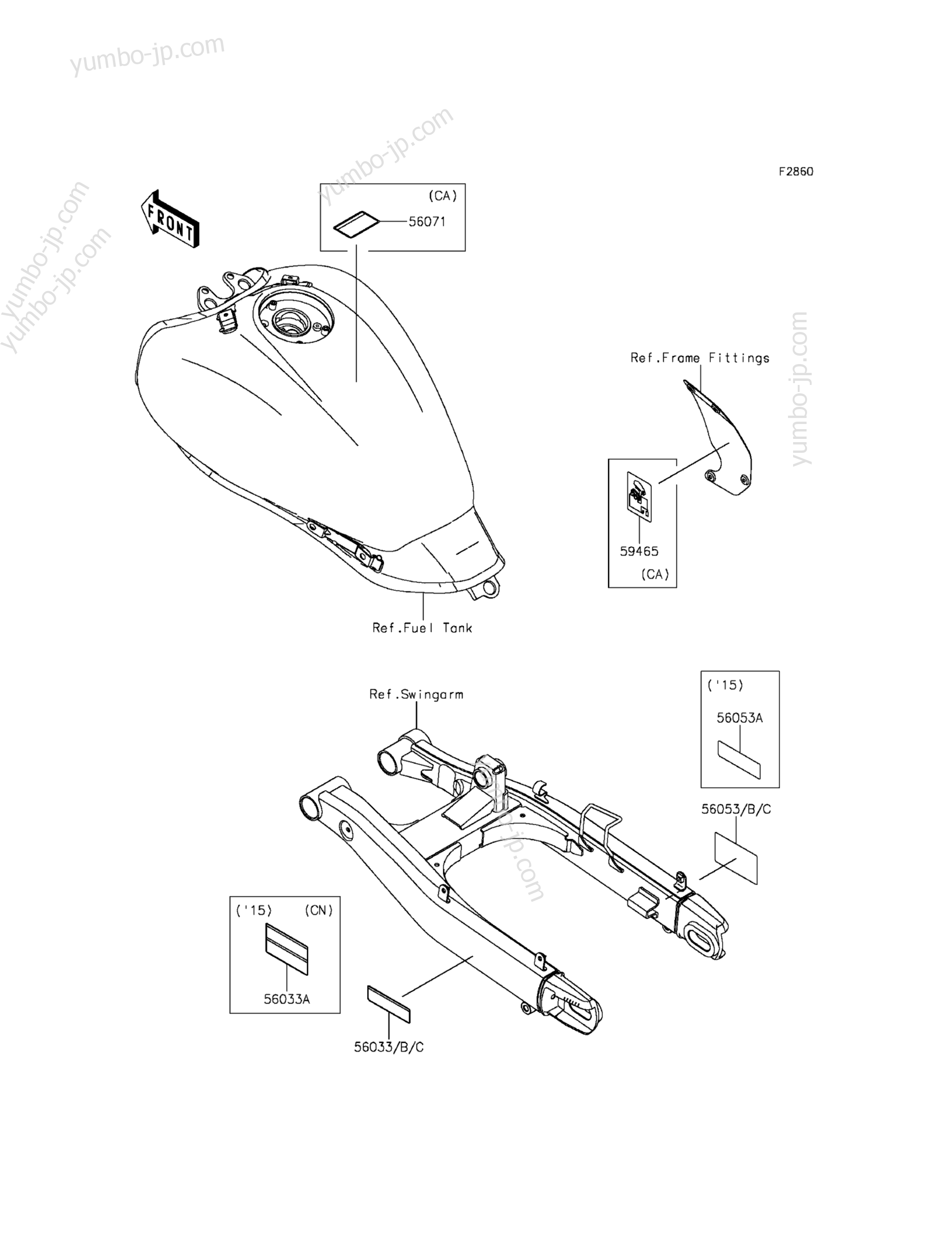 LABELS for motorcycles KAWASAKI VULCAN S ABS (EN650BGFA) 2016 year