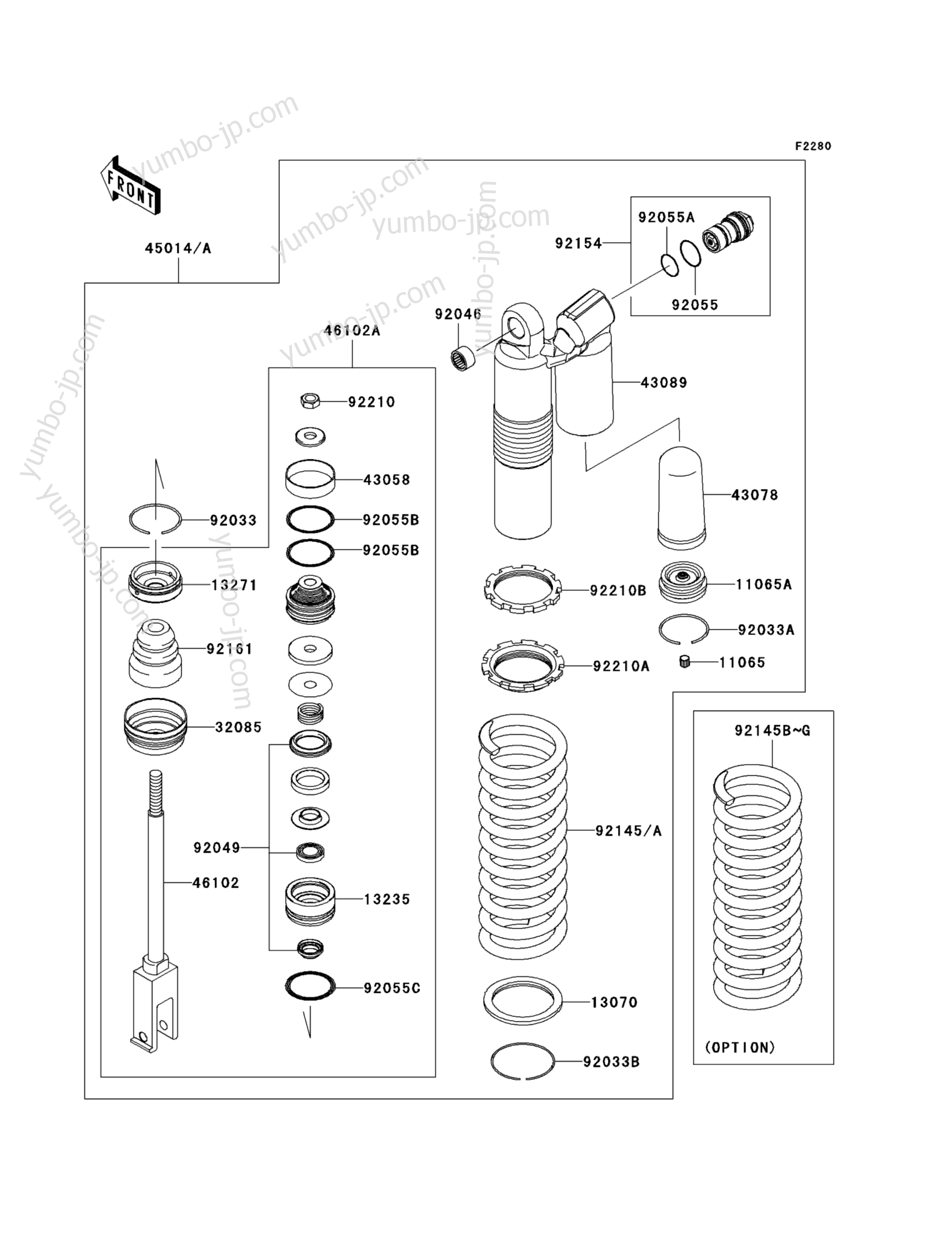 Shock Absorber(s) для мотоциклов KAWASAKI KX250F (KX250W9FA) 2009 г.