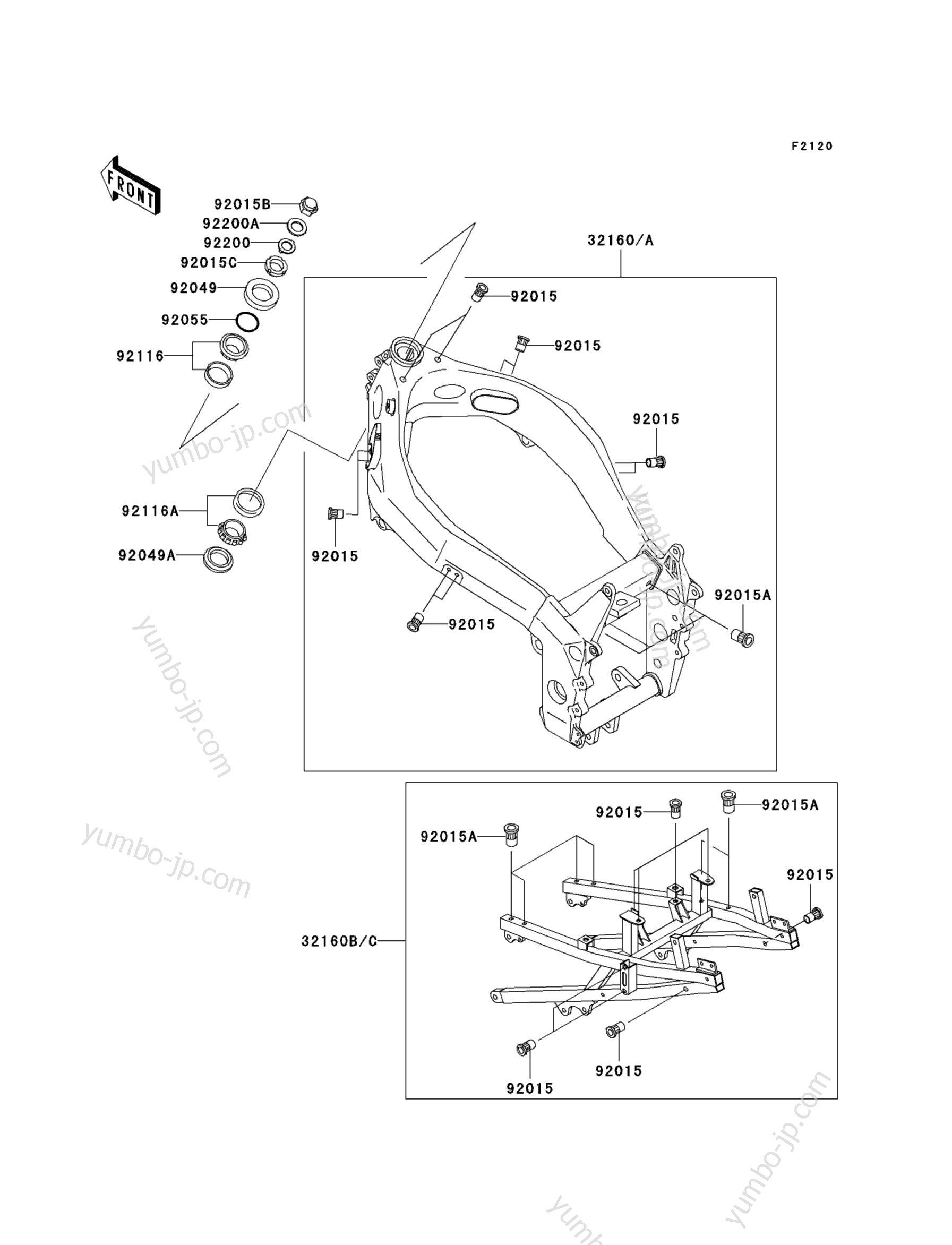 FRAME для мотоциклов KAWASAKI NINJA ZX-7R (ZX750-P2) 1997 г.