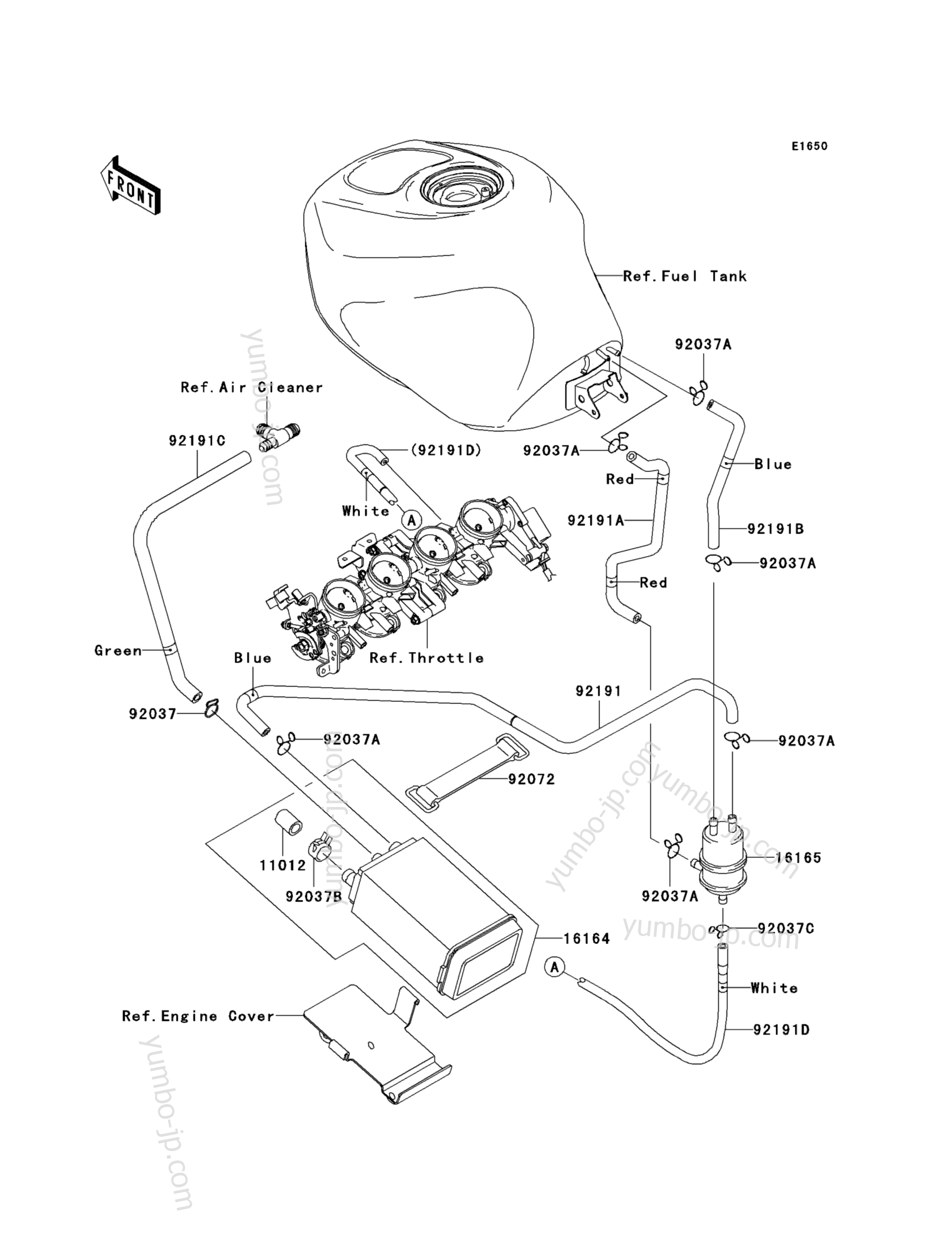 Fuel Evaporative System(CA) для мотоциклов KAWASAKI NINJA ZX-6RR (ZX600-M1) 2004 г.