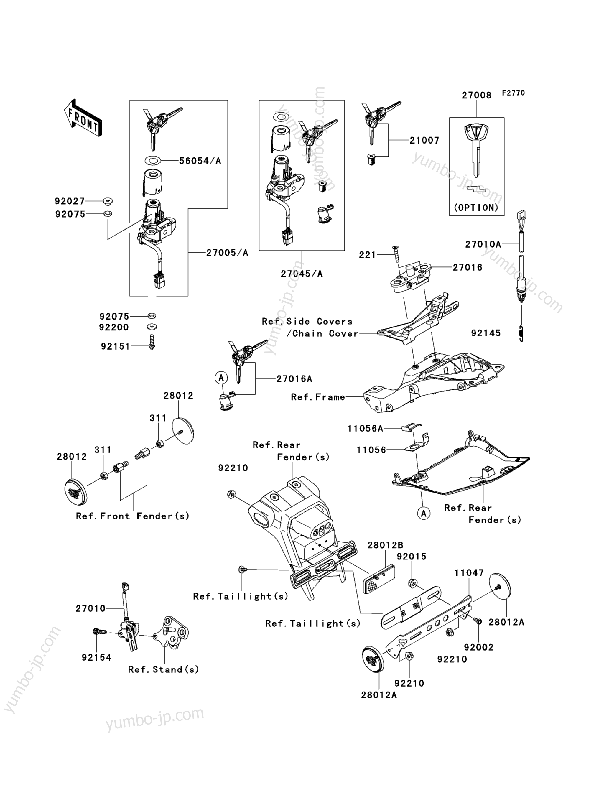 Ignition Switch/Locks/Reflectors для мотоциклов KAWASAKI NINJA ZX-10R (ZX1000JEF) 2014 г.