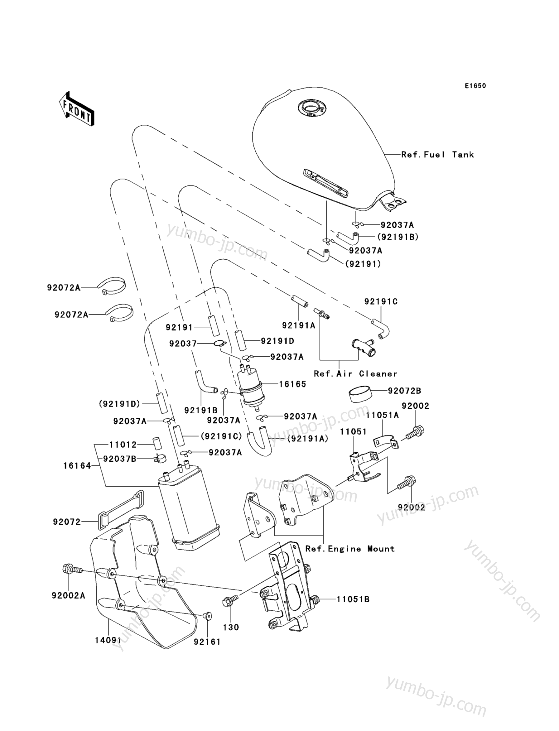 FUEL EVAPORATIVE SYSTEM для мотоциклов KAWASAKI W650 (EJ650-A3) 2001 г.