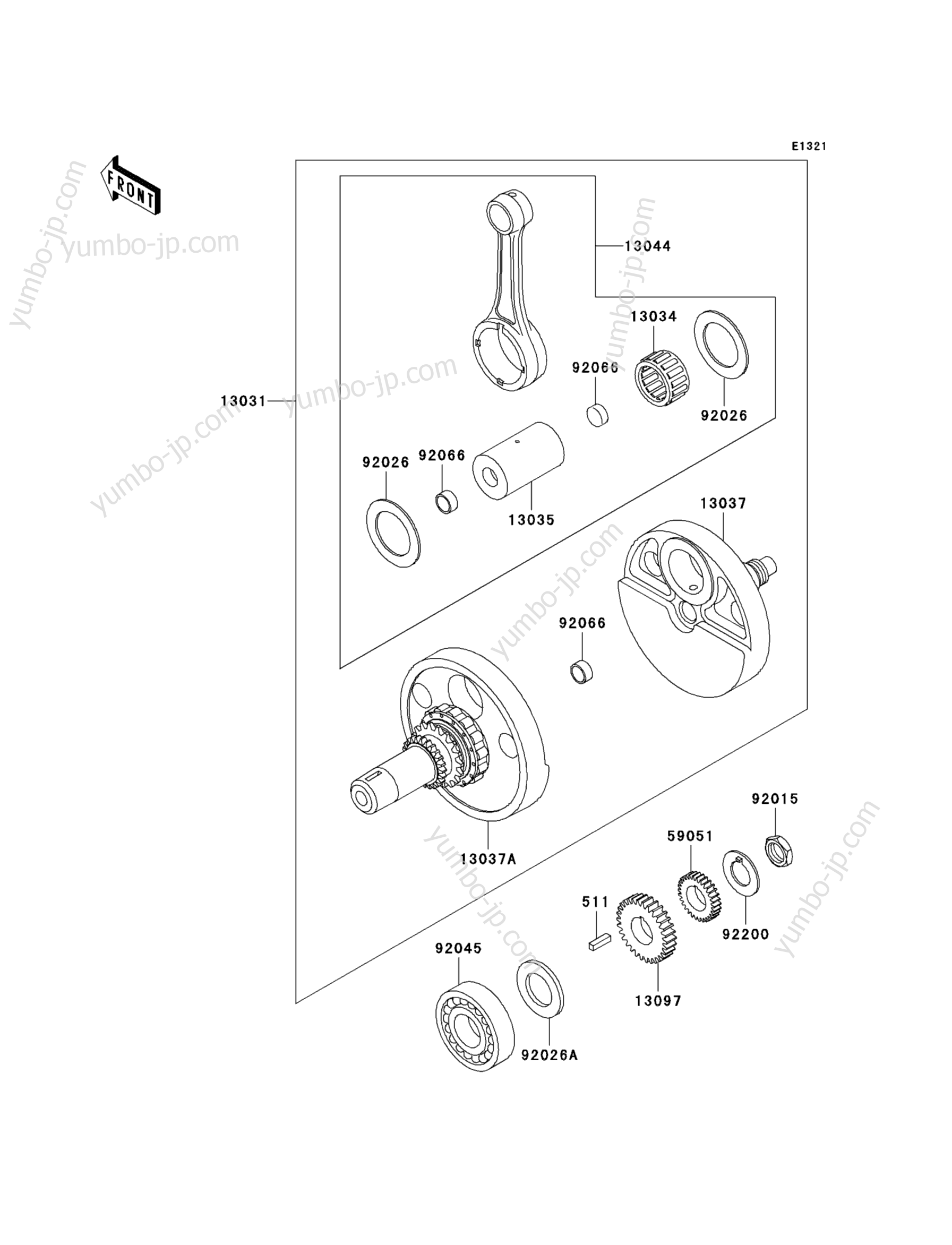 Коленвал и поршневая группа для мотоциклов KAWASAKI KL650-A19 2005 г.