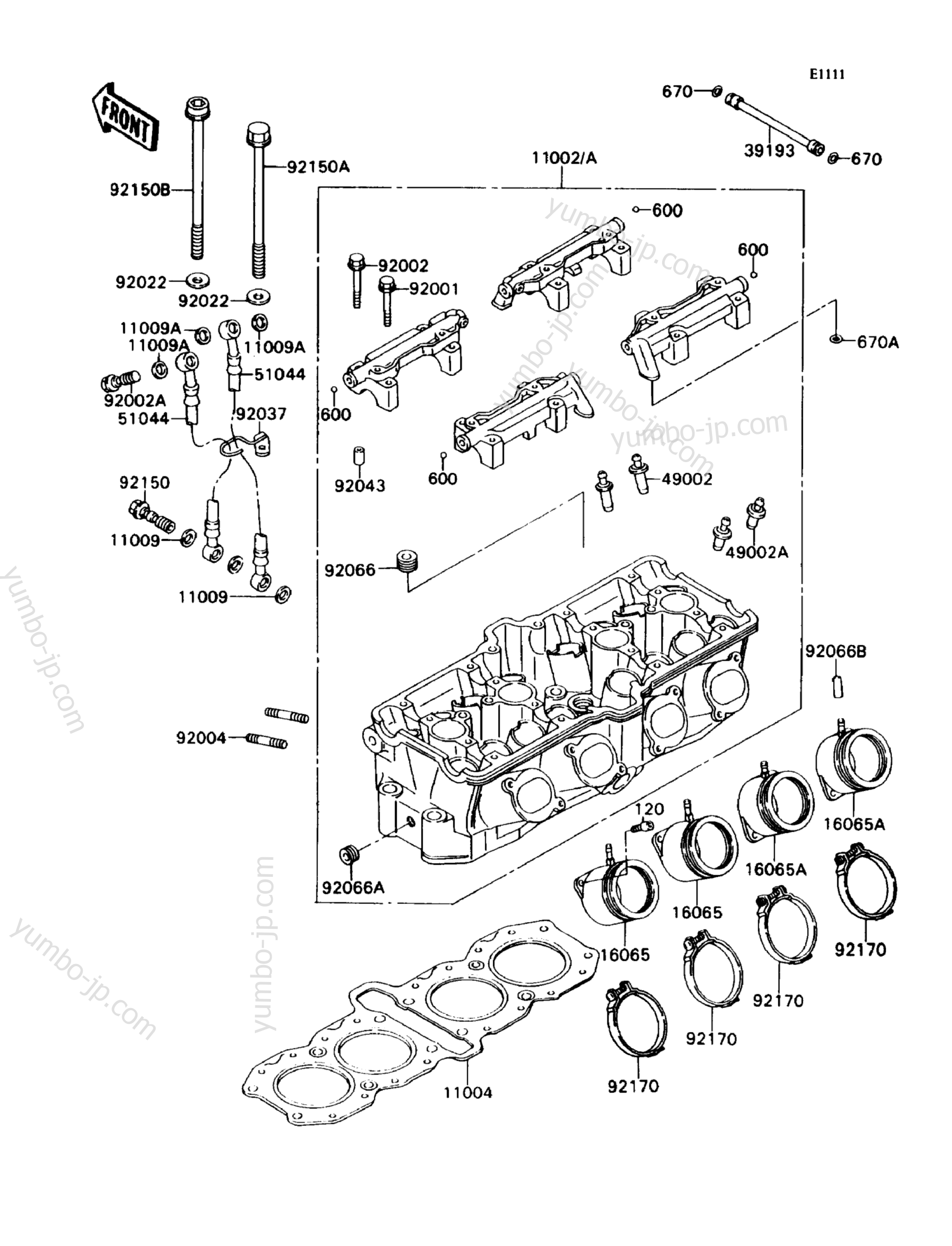 Головка блока цилиндров для мотоциклов KAWASAKI NINJA ZX-7 (ZX750-H1) 1989 г.