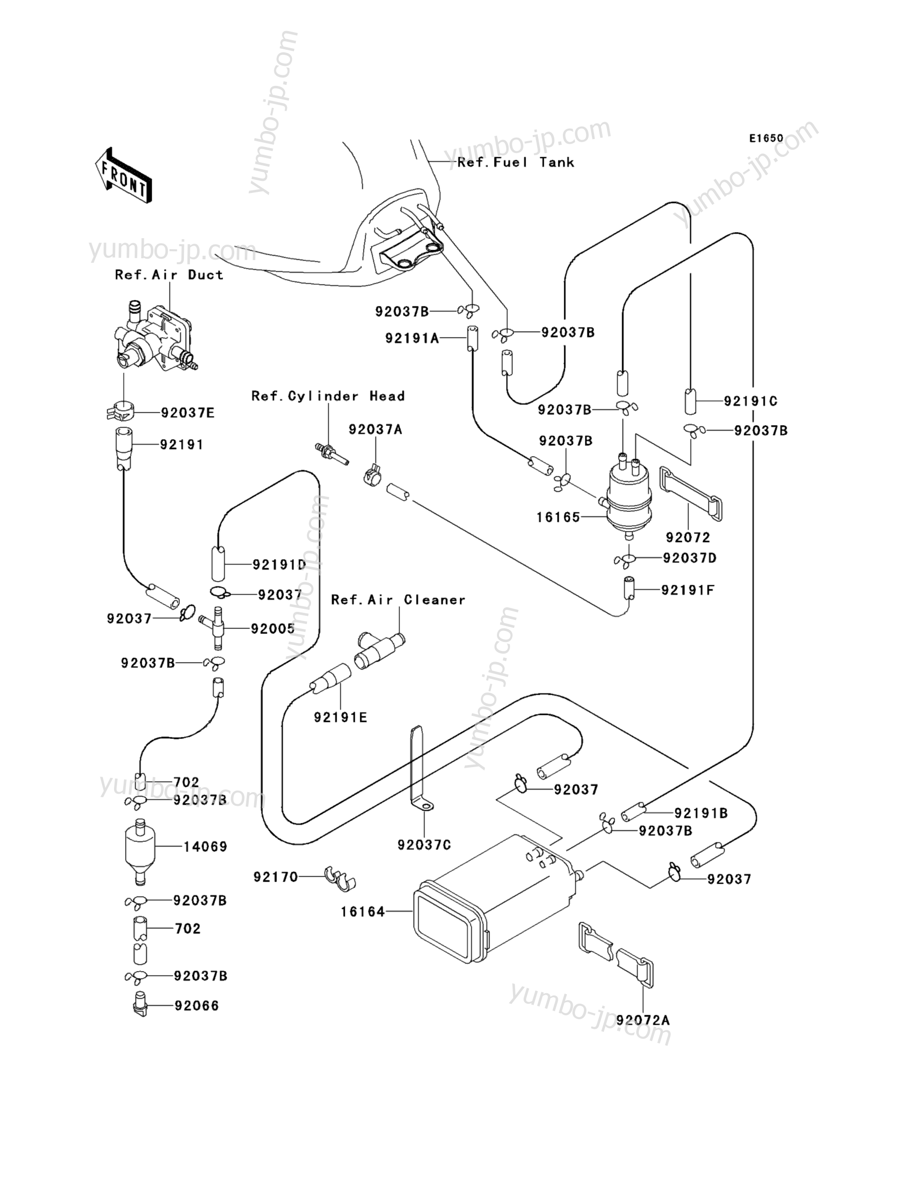 Fuel Evaporative System(CA) for motorcycles KAWASAKI NINJA ZX-9R (ZX900-E2) 2001 year