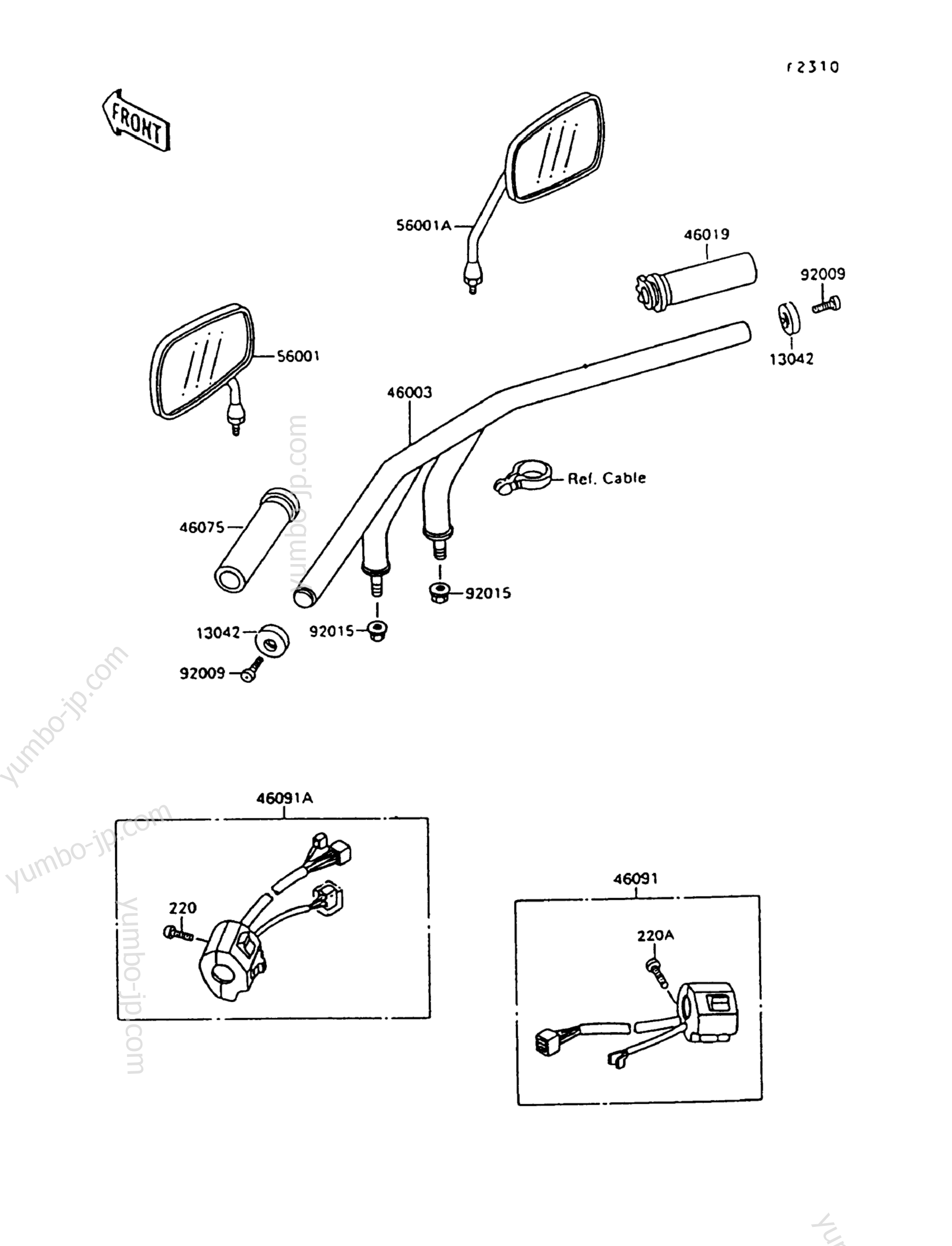 Румпель (рукоятка управления) для мотоциклов KAWASAKI VULCAN 1500L (VN1500-C4) 1997 г.