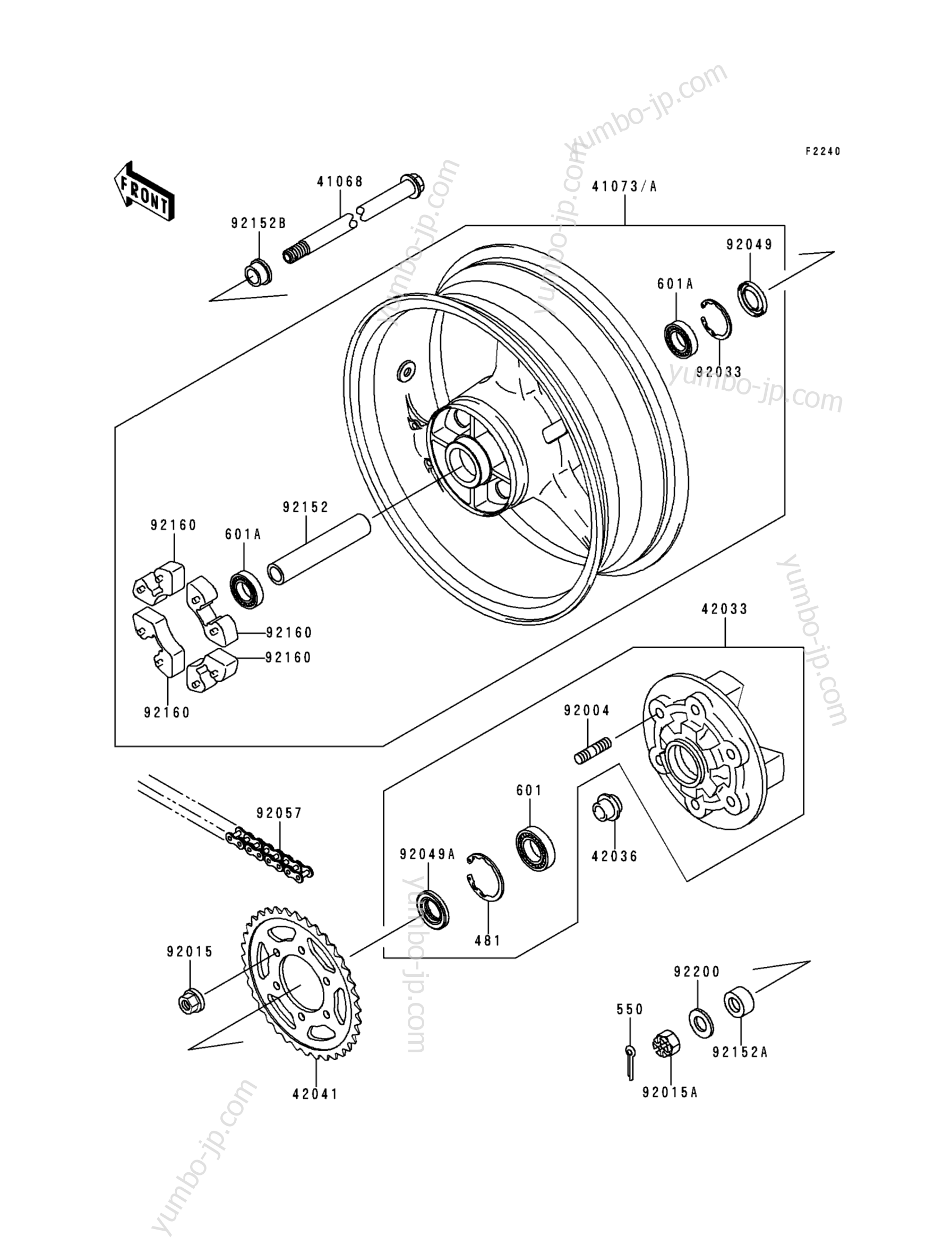 REAR WHEEL/CHAIN for motorcycles KAWASAKI NINJA ZX-6R (ZX600-G2) 1999 year