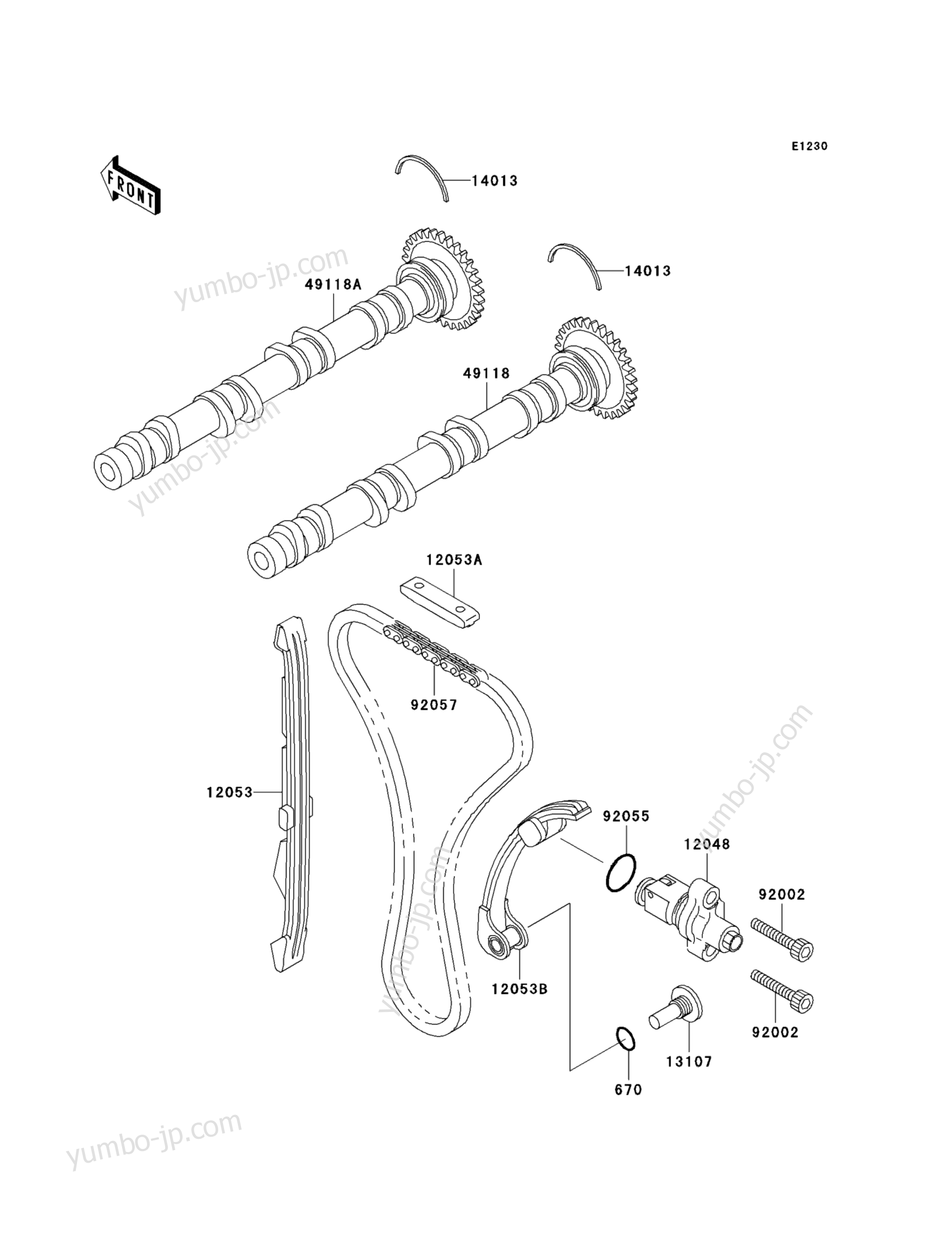 Camshaft(s)/Tensioner для мотоциклов KAWASAKI NINJA ZX-7R (ZX750-P3) 1998 г.