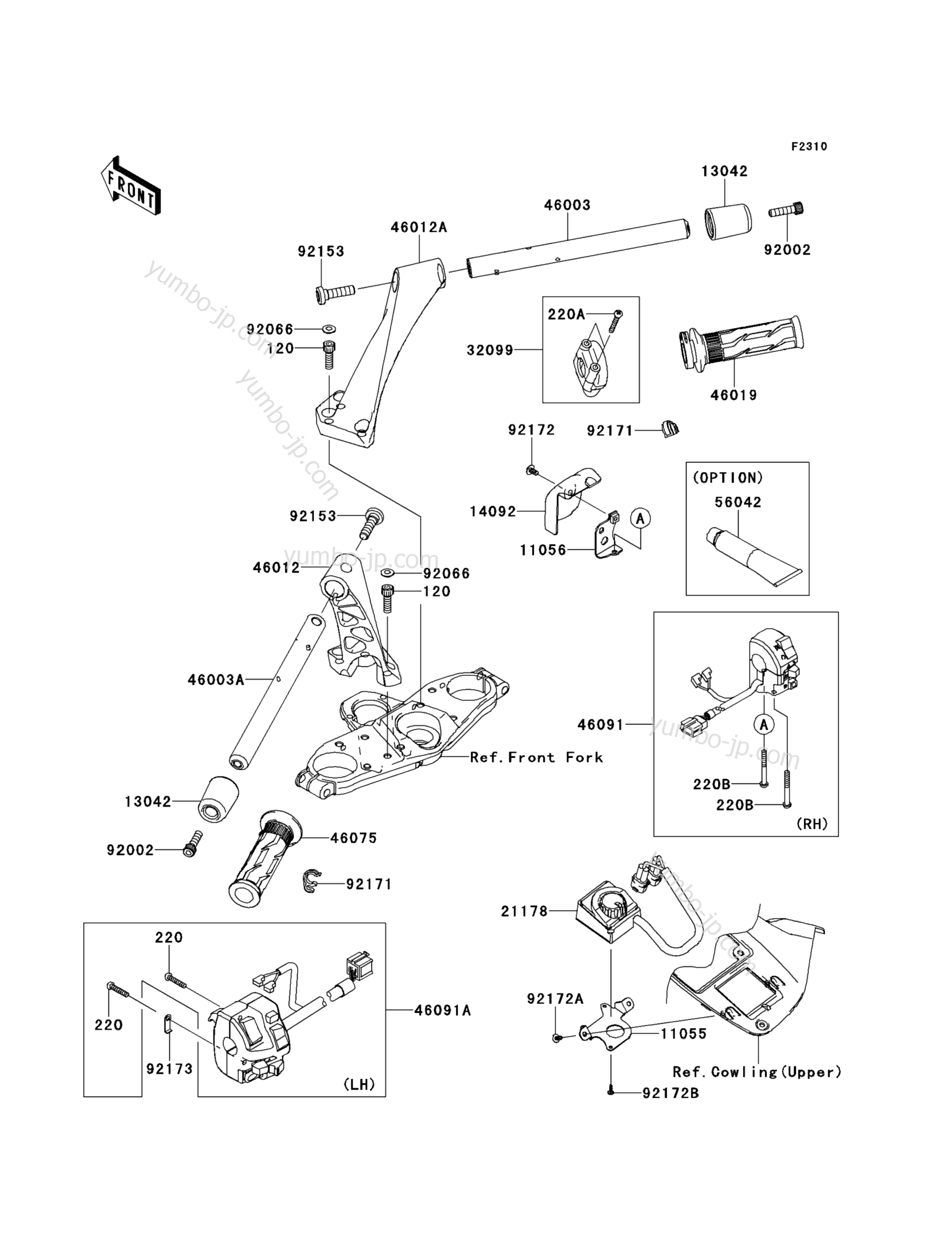 Румпель (рукоятка управления) для мотоциклов KAWASAKI CONCOURS 14 ABS (ZG1400CEF) 2014 г.