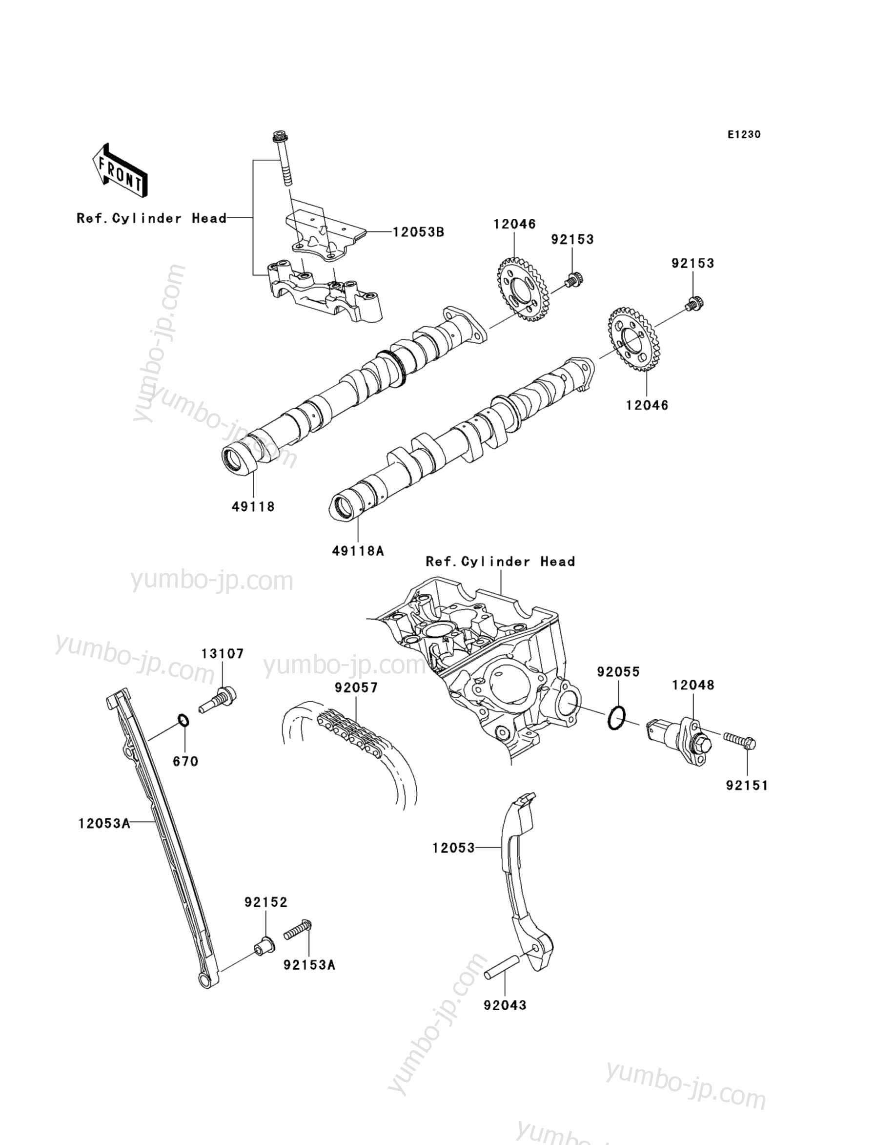 Camshaft(s)/Tensioner для мотоциклов KAWASAKI NINJA ZX-6R (ZX600RCF) 2012 г.