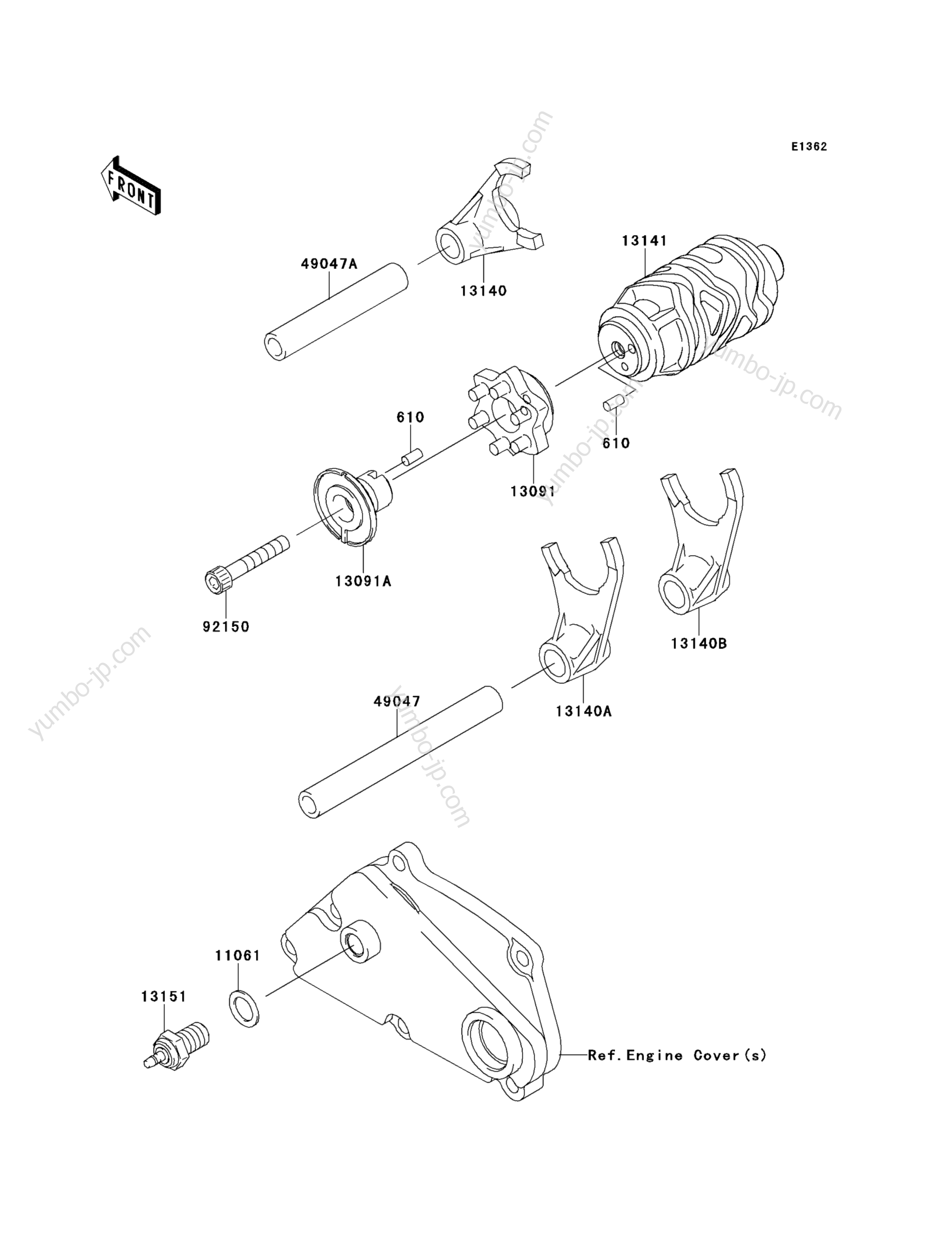 Gear Change Drum/Shift Fork(s) для мотоциклов KAWASAKI KLX250S (KLX250TEF) 2014 г.