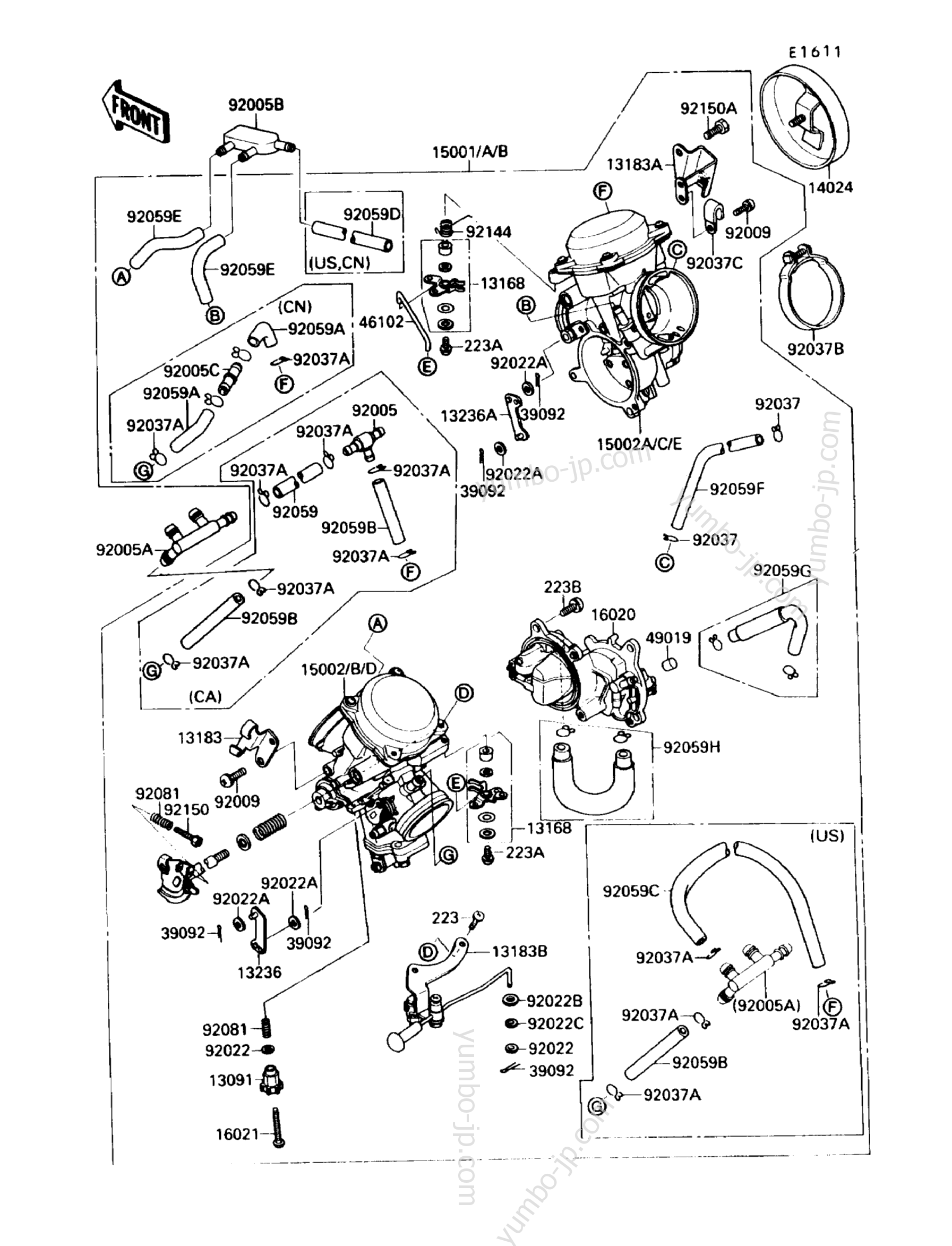 Carburetor(1/3) for motorcycles KAWASAKI VULCAN 88 (VN1500-A3) 1989 year